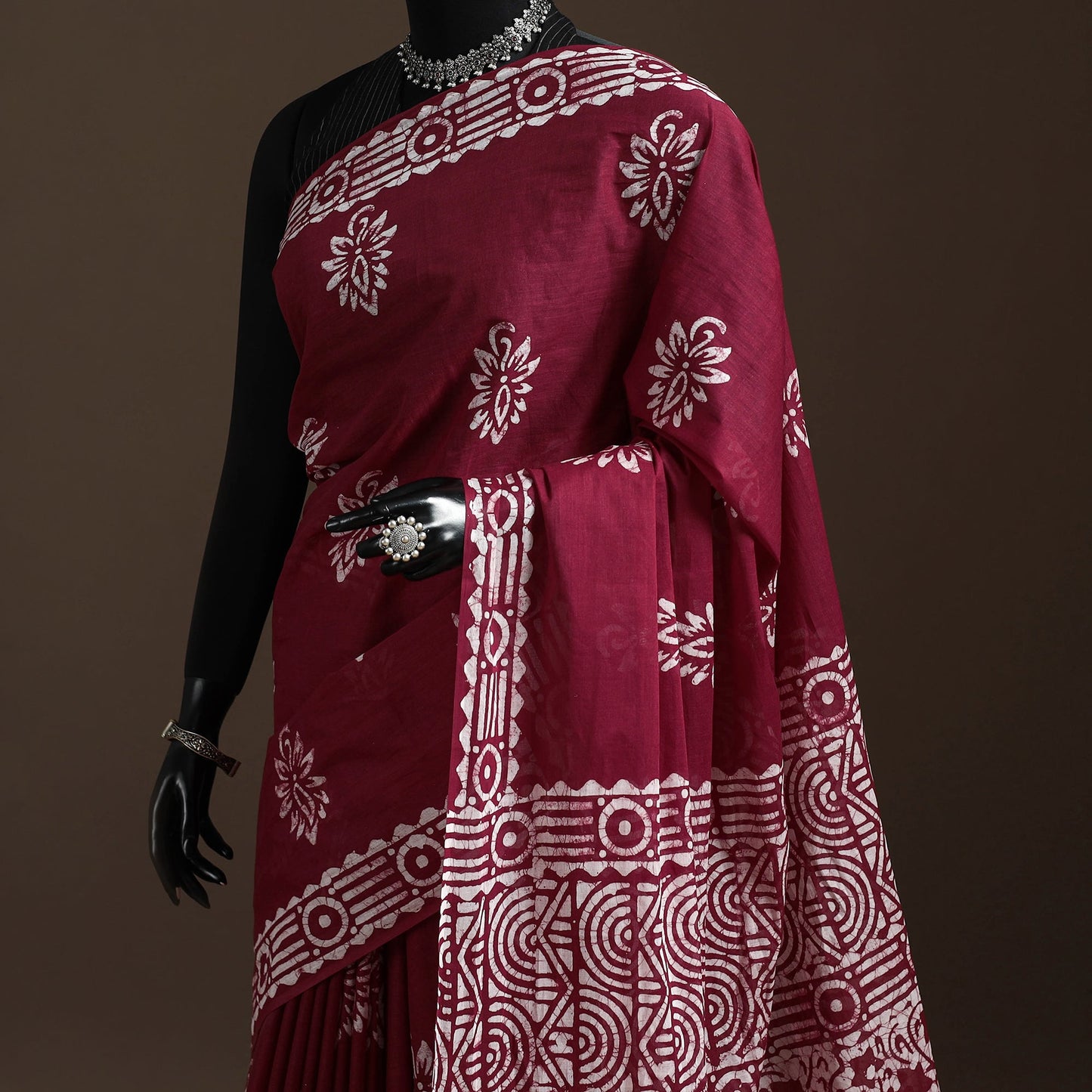 Mul cotton hand batik saree 03 - handcrafted