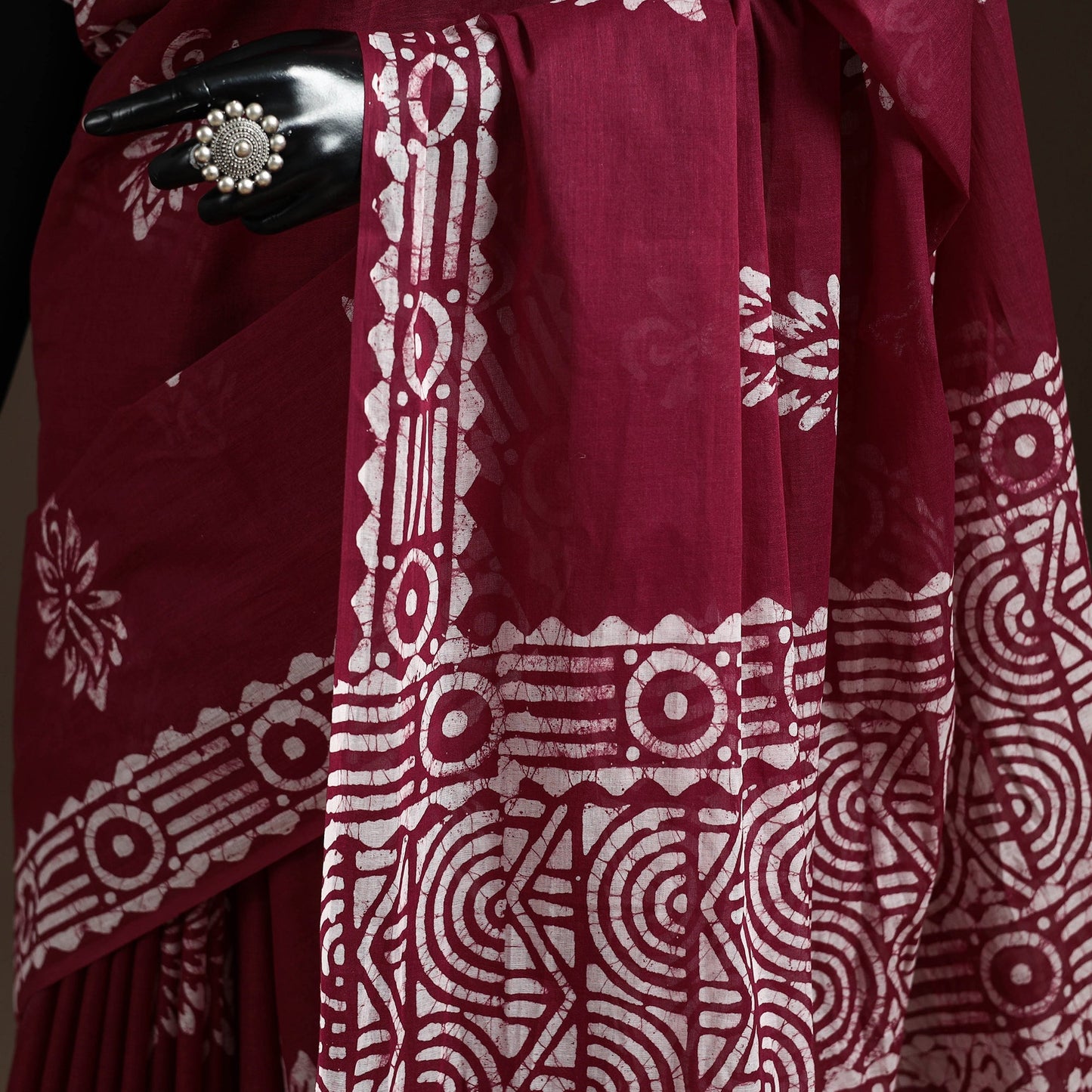 Mul cotton hand batik saree 03 - handcrafted