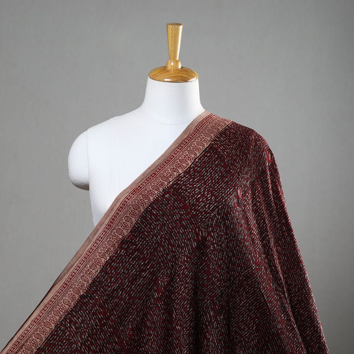 Maroon Mulberry Silk Bagh Print Fabric
