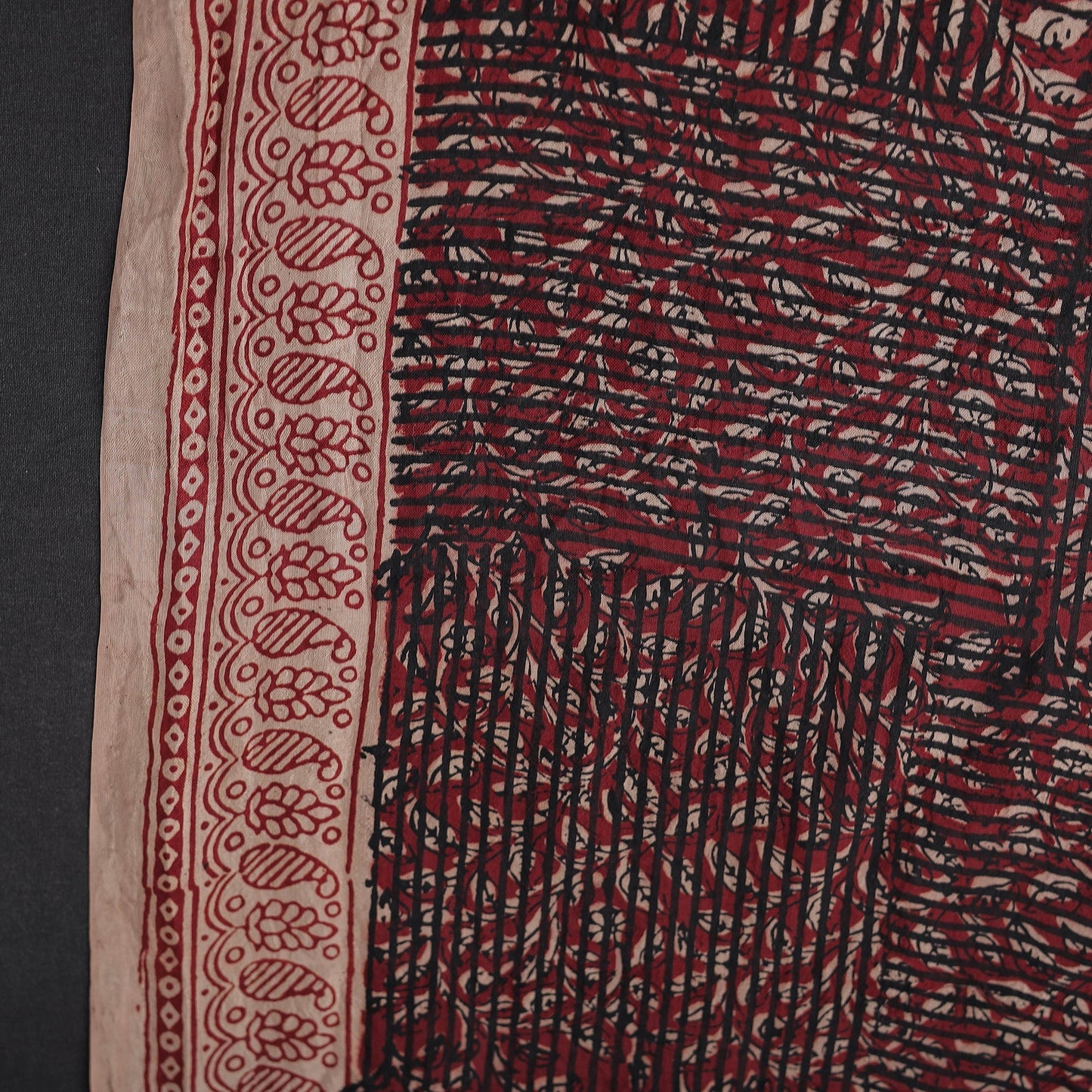 Maroon Mulberry Silk Bagh Print Fabric