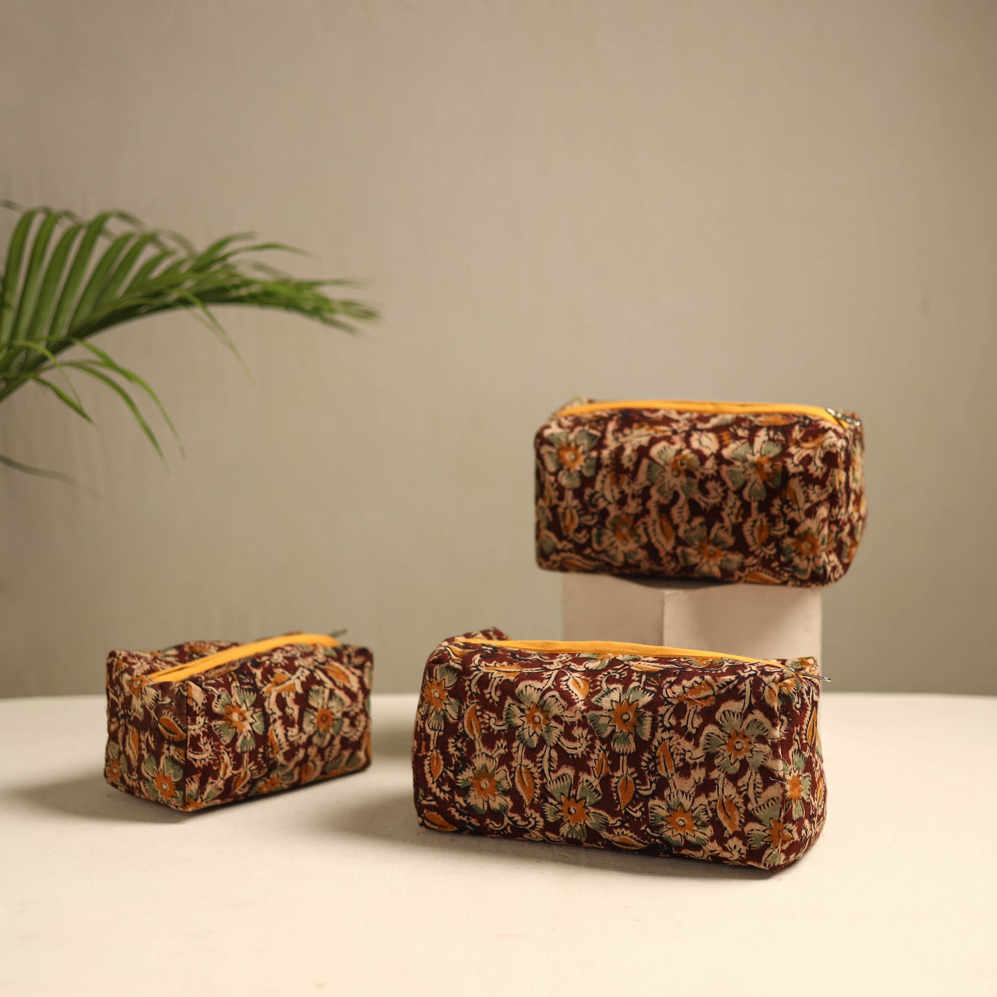 Maroon Multipurpose Handmade Toiletry Bags (Set of 3)