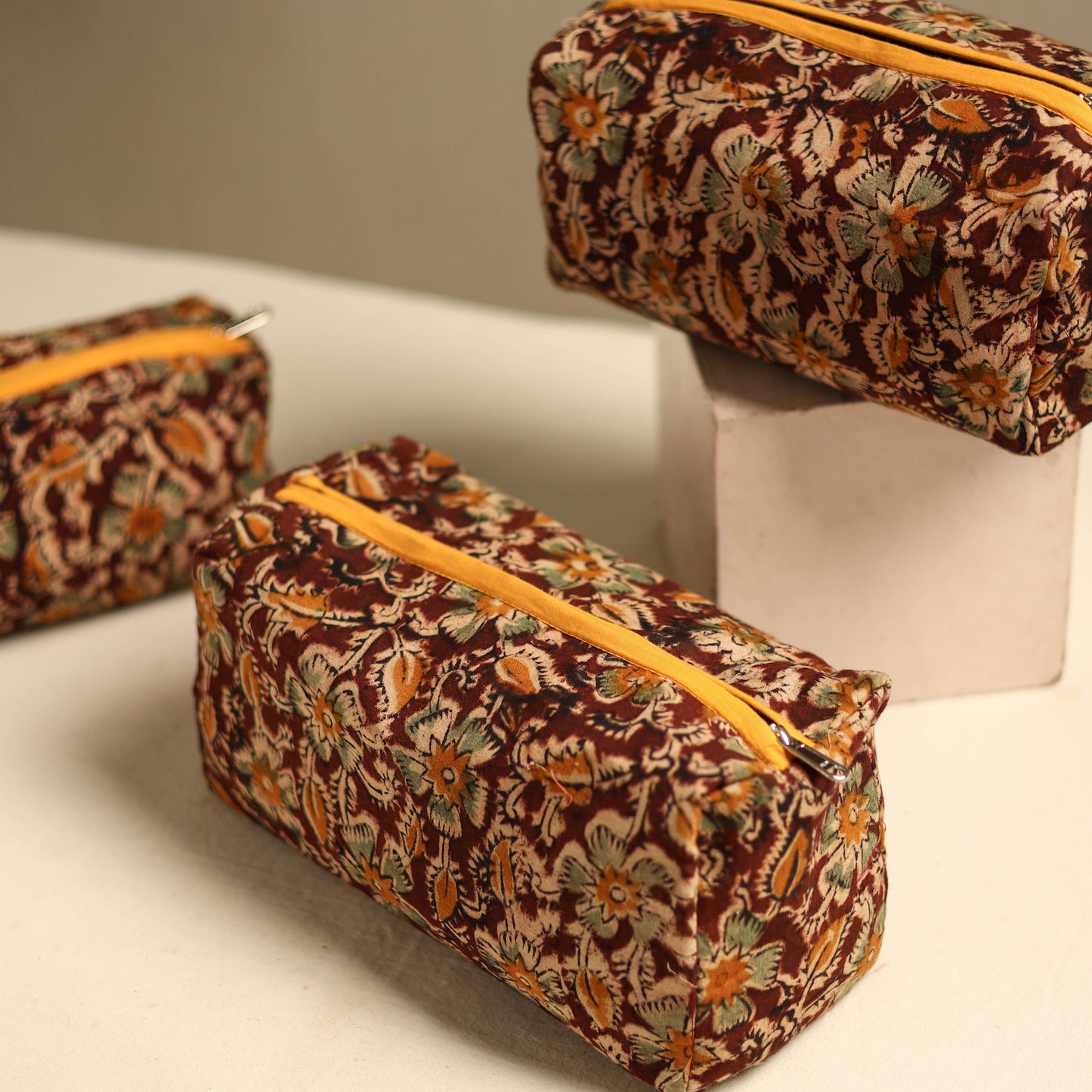 Maroon Multipurpose Handmade Toiletry Bags (Set of 3)