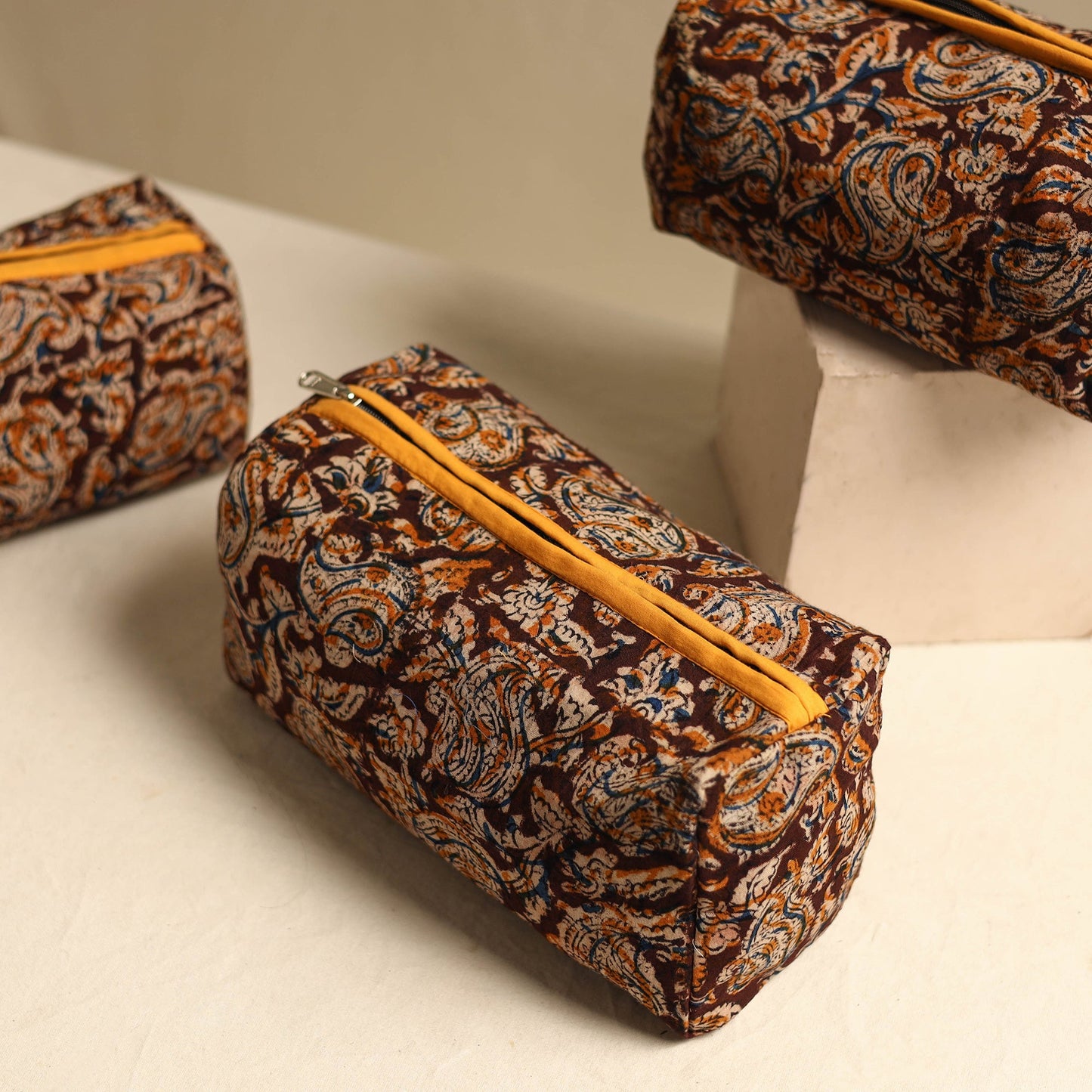 Maroon Multipurpose Handmade Toiletry Bags (Set of 3)