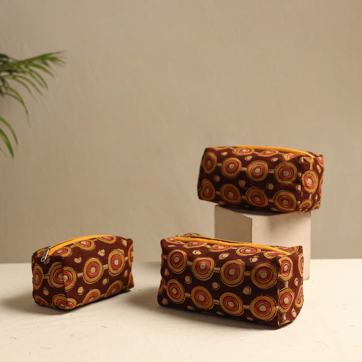 Maroon Multipurpose Handmade Toiletry Bags (Set of 3)