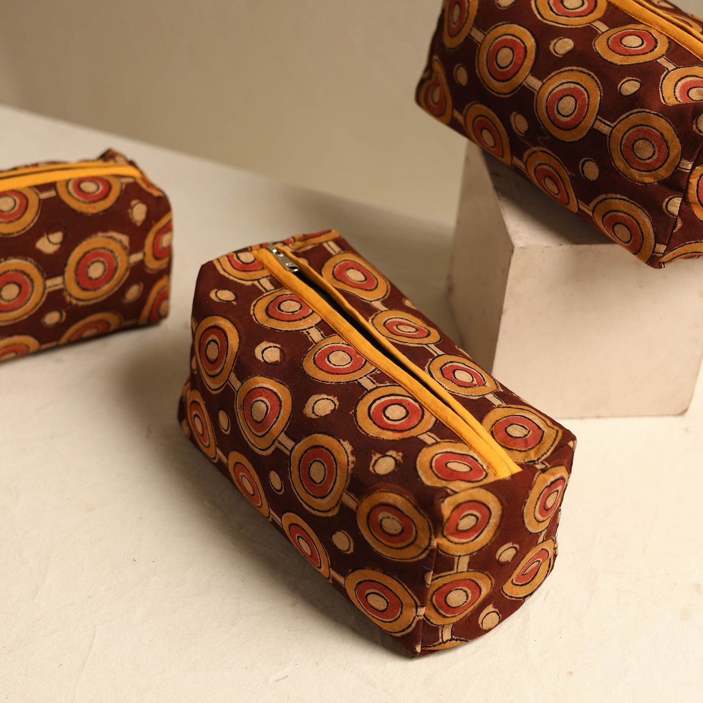 Maroon Multipurpose Handmade Toiletry Bags (Set of 3)