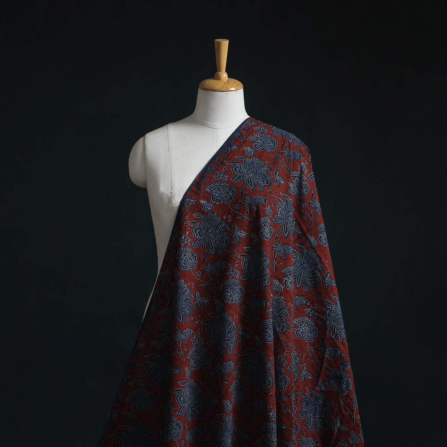 Natural dyed cotton kutch hand block ajrakh print fabric 09