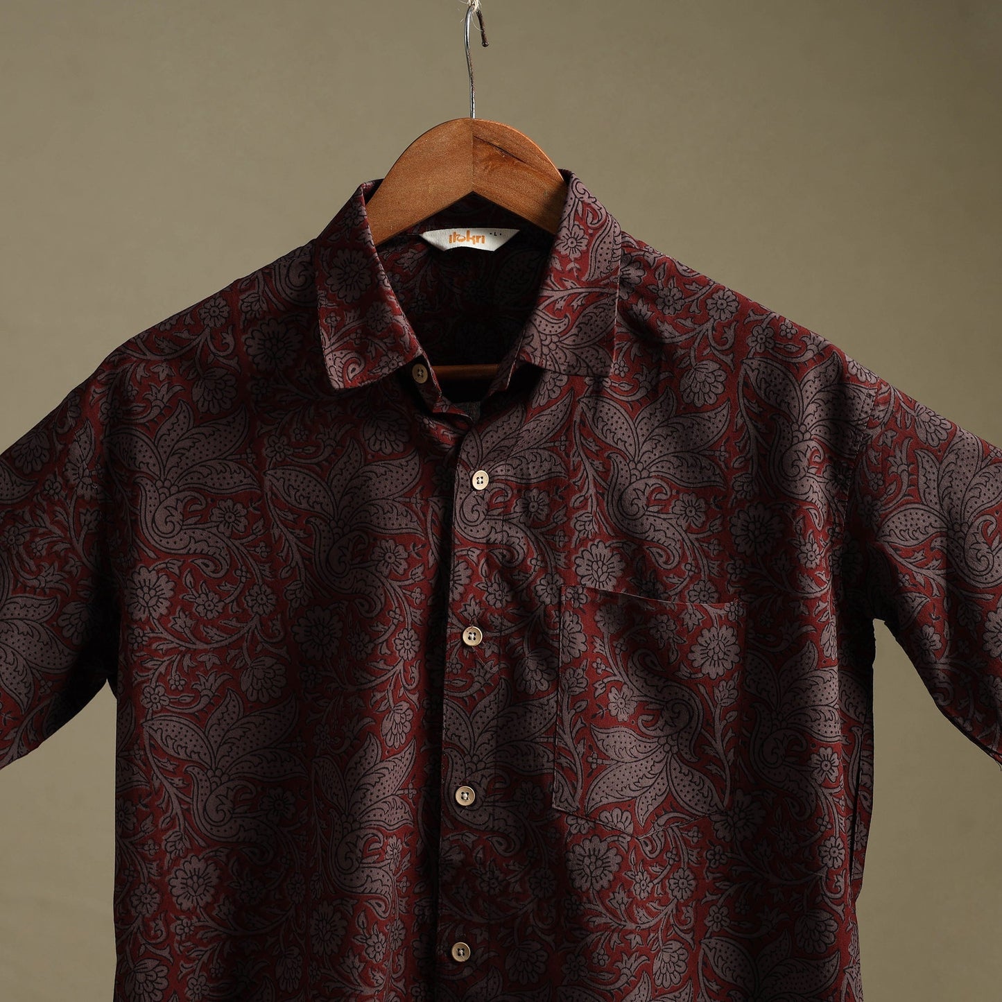 Natural dyed cotton men half sleeve hand bagh shirt 13