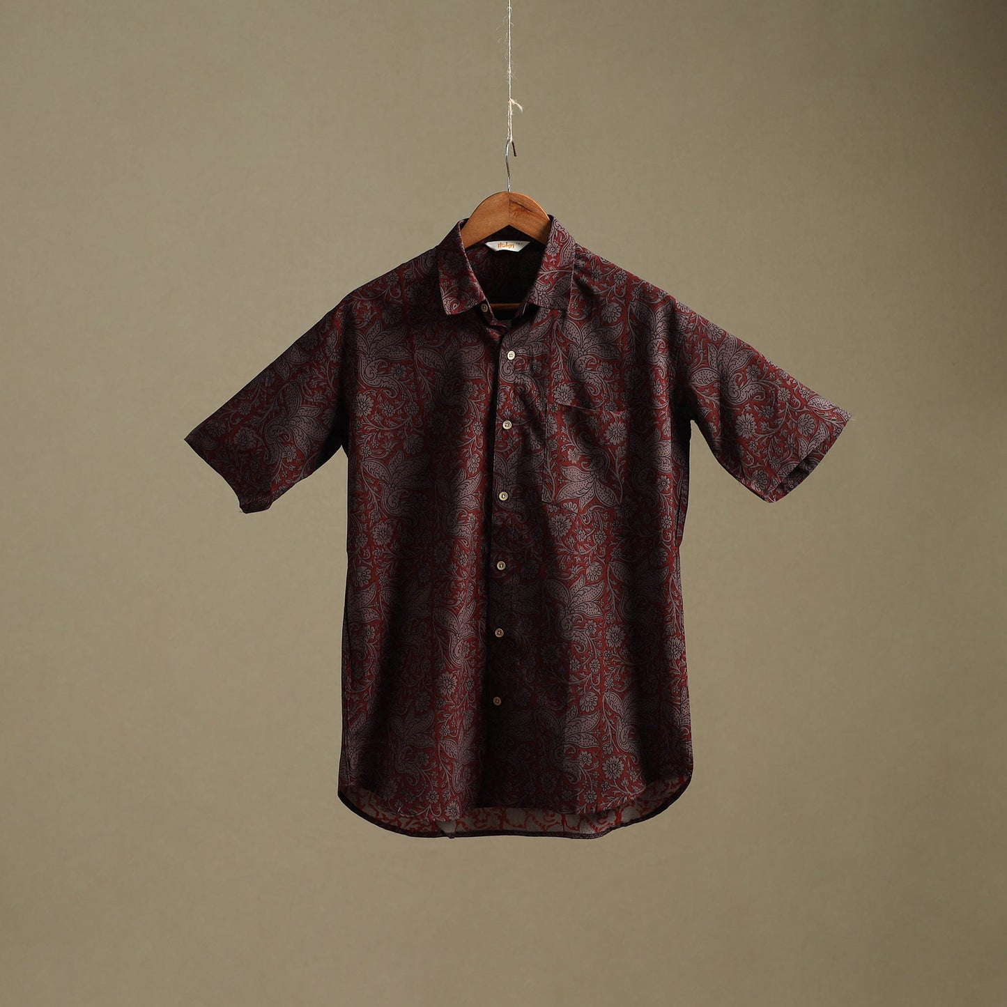 Natural dyed cotton men half sleeve hand bagh shirt 13