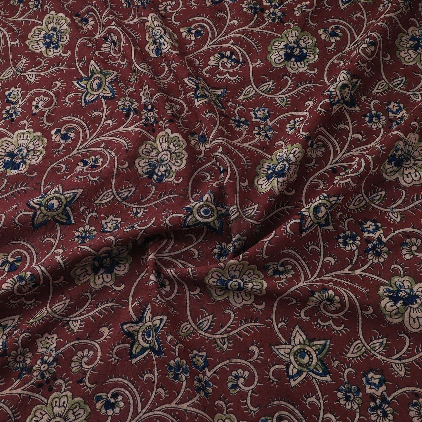 Natural dyed hand block print cotton kalamkari fabric 19