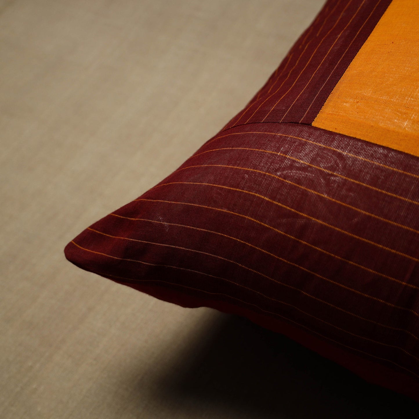 Maroon - patchwork cotton kanchipuram cushion cover (16 x