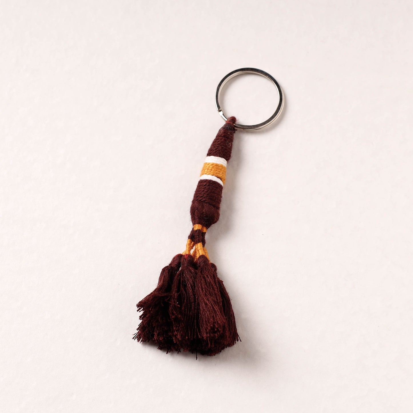 Maroon Patwa Bead & Seashell Work Handmade Keychain