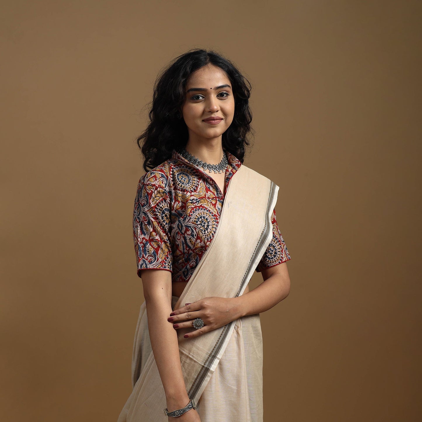 Pedana cotton natural dyed kalamkari readymade blouse 06