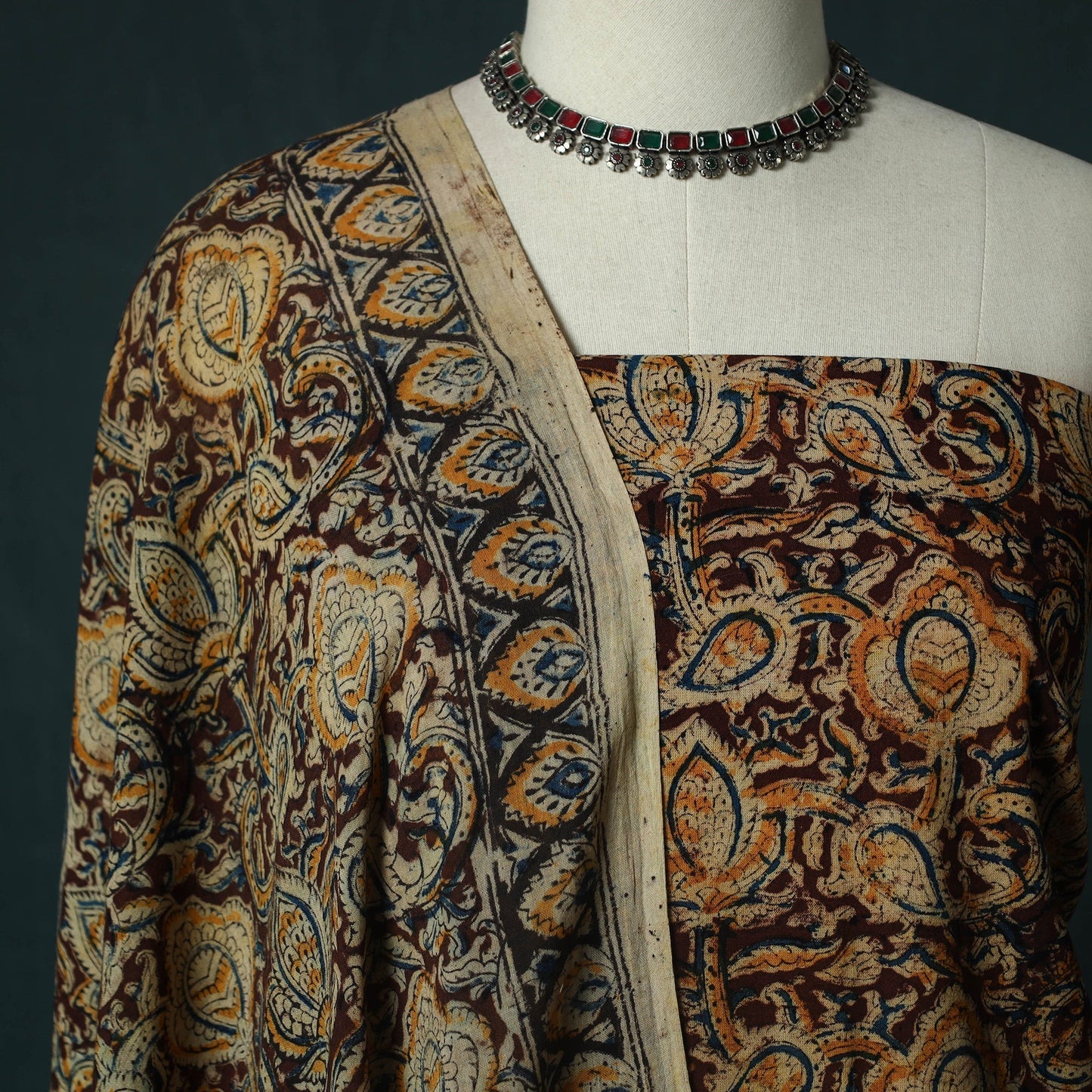 Pedana hand block print natural dyed cotton kalamkari 2pc