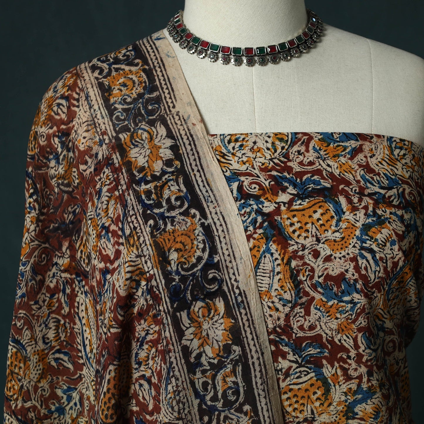 Pedana hand block print natural dyed cotton kalamkari 2pc