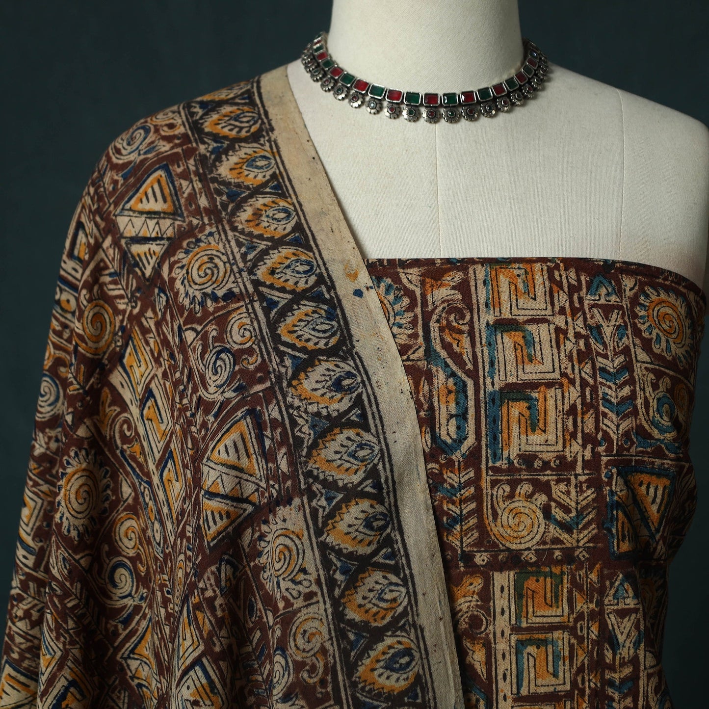 Pedana hand block print natural dyed cotton kalamkari 2pc
