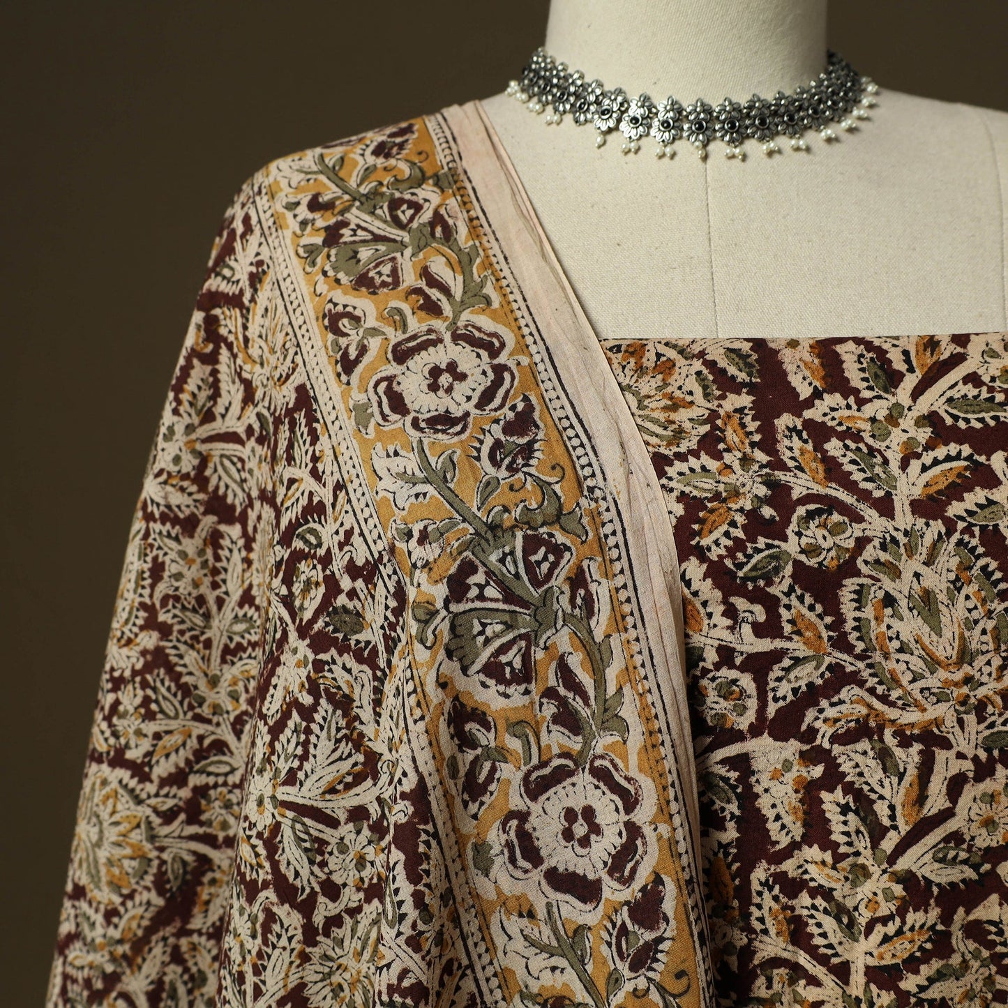 Pedana hand block print natural dyed cotton kalamkari 2pc