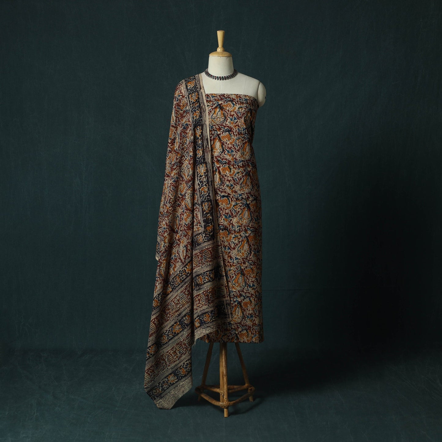 Pedana hand block print natural dyed cotton kalamkari 2pc