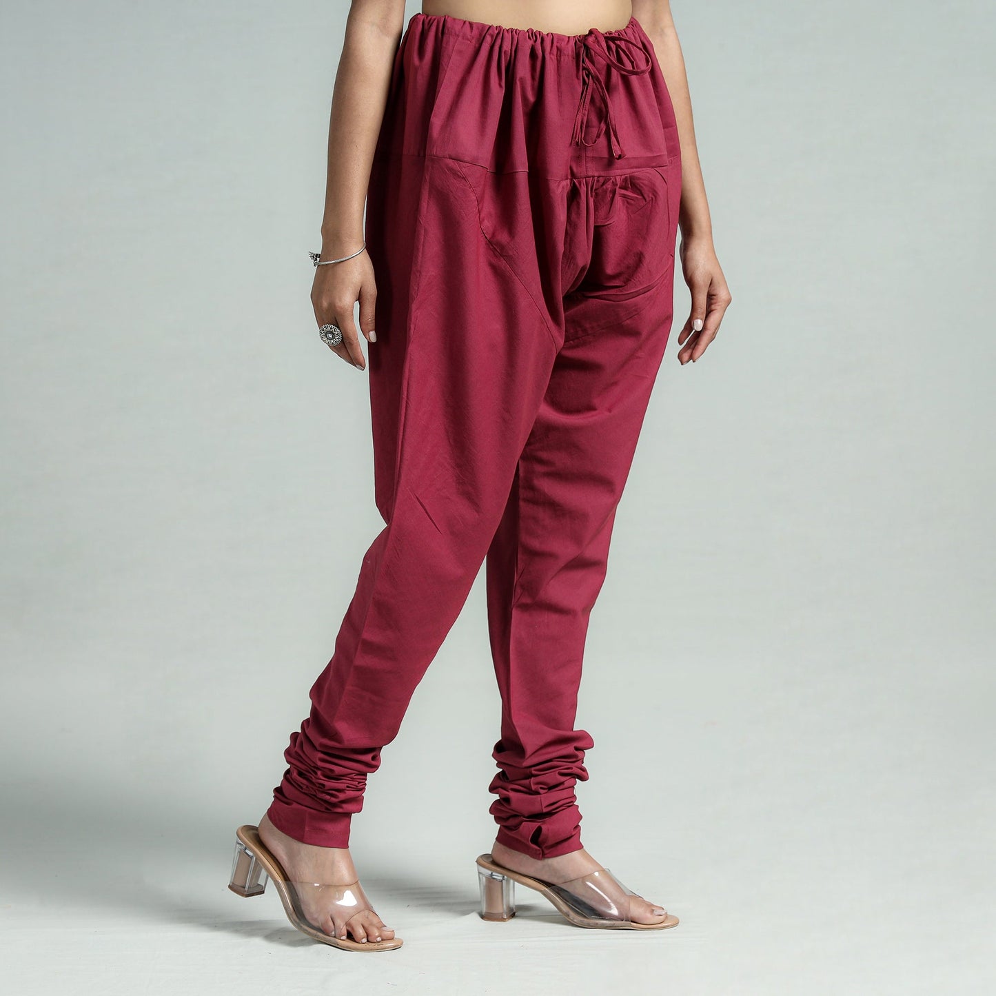 Maroon - pink - plain dyed cotton ankle length churidar