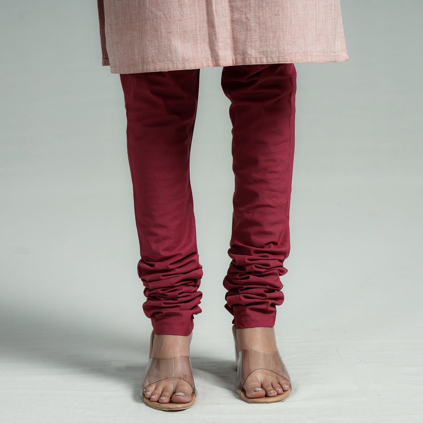 Maroon - pink - plain dyed cotton ankle length churidar