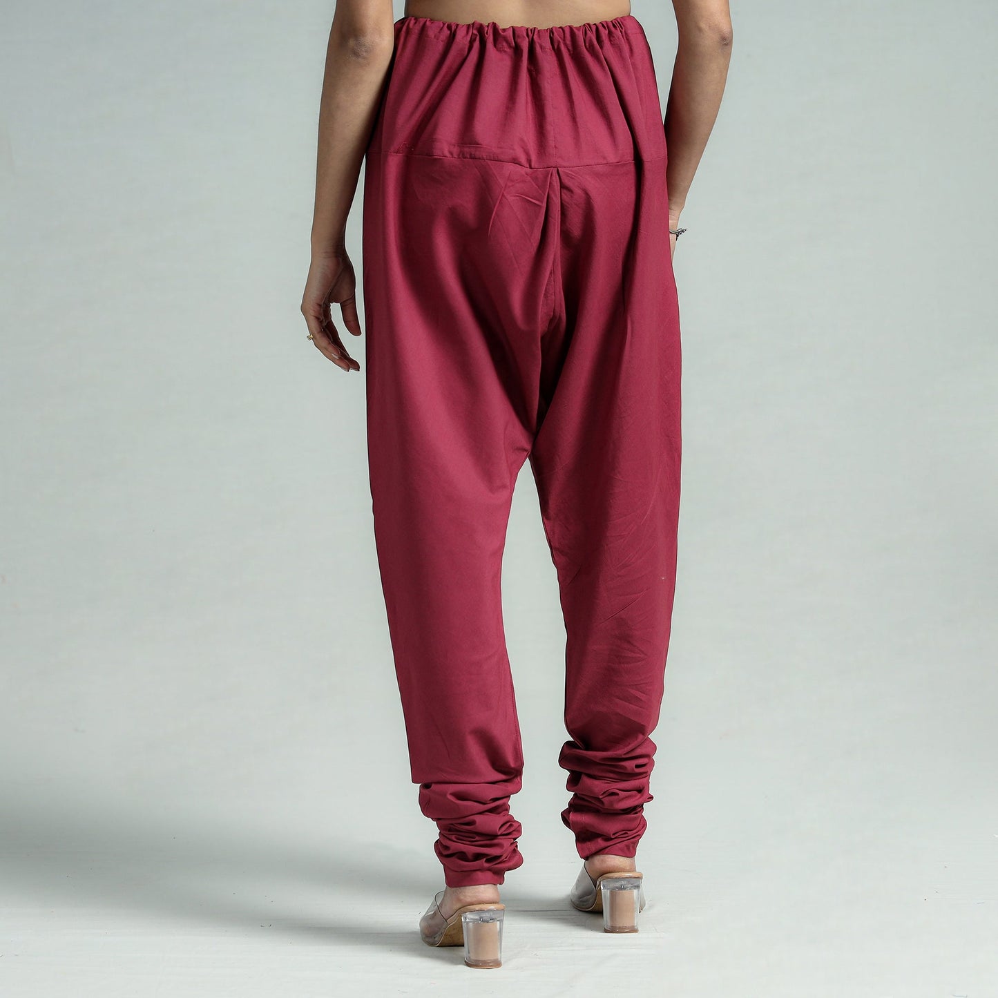 Maroon - pink - plain dyed cotton ankle length churidar