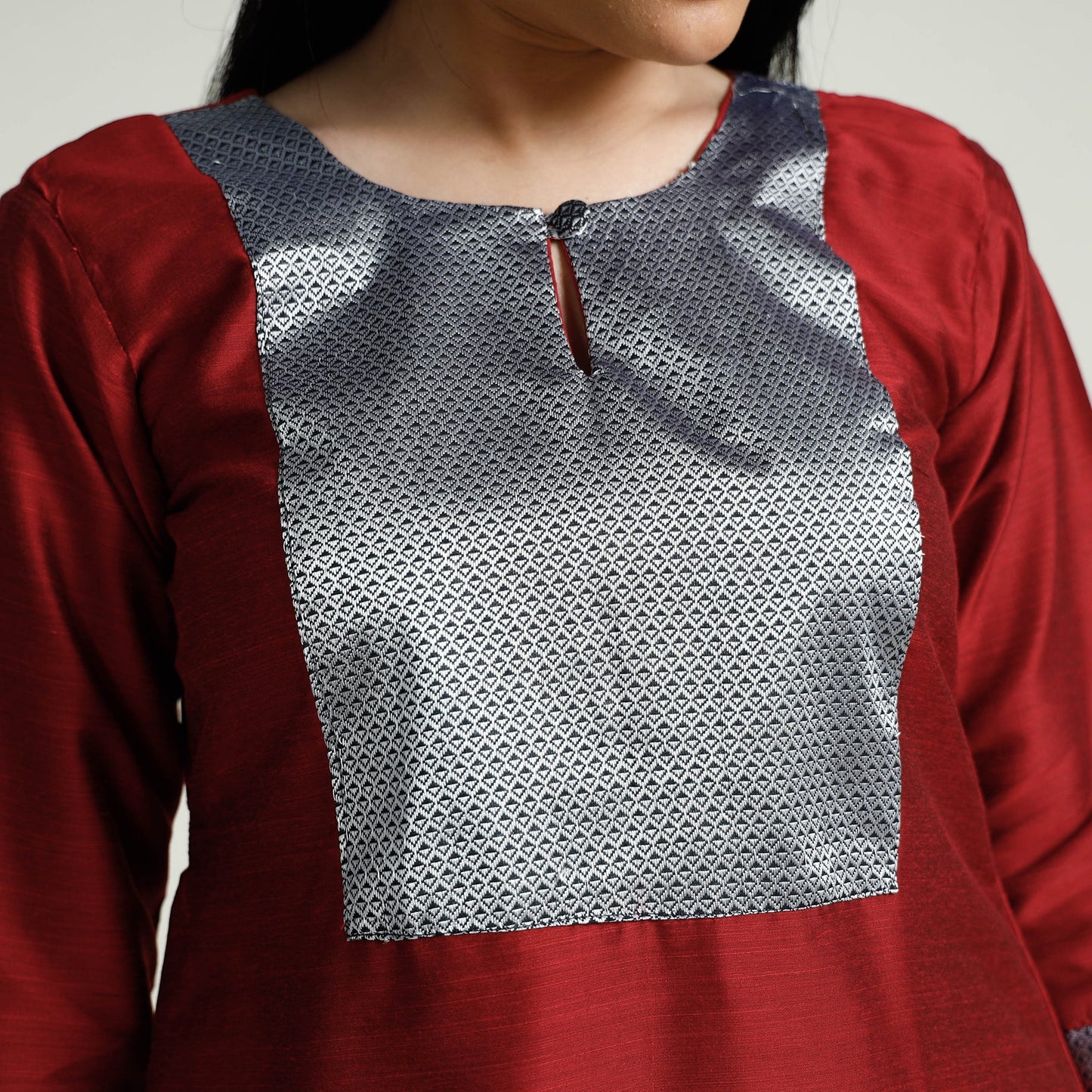 Plain Silk Long Kurta for Women