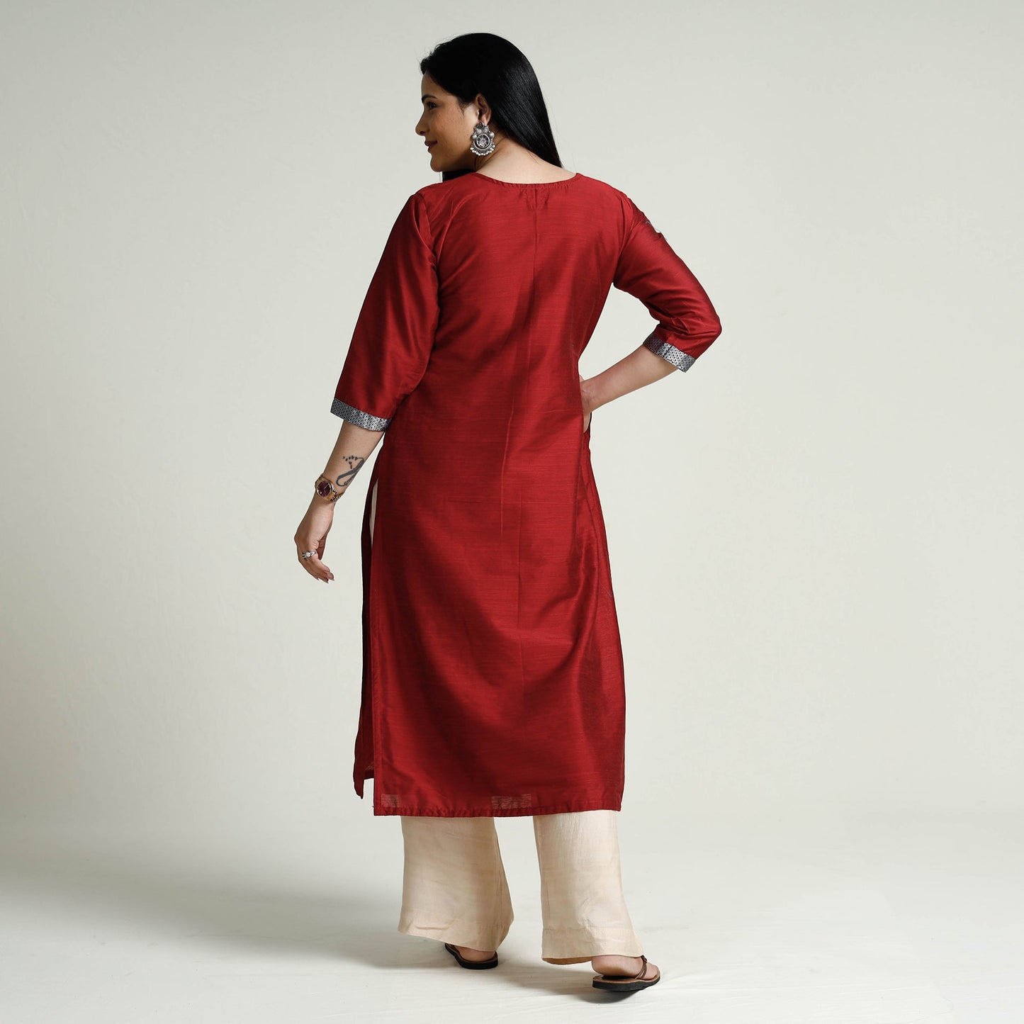 Plain Silk Long Kurta for Women
