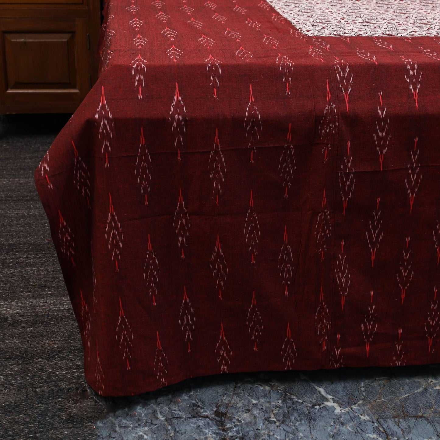 Pochampally ikat with bagh patch cotton bedsheet set 08