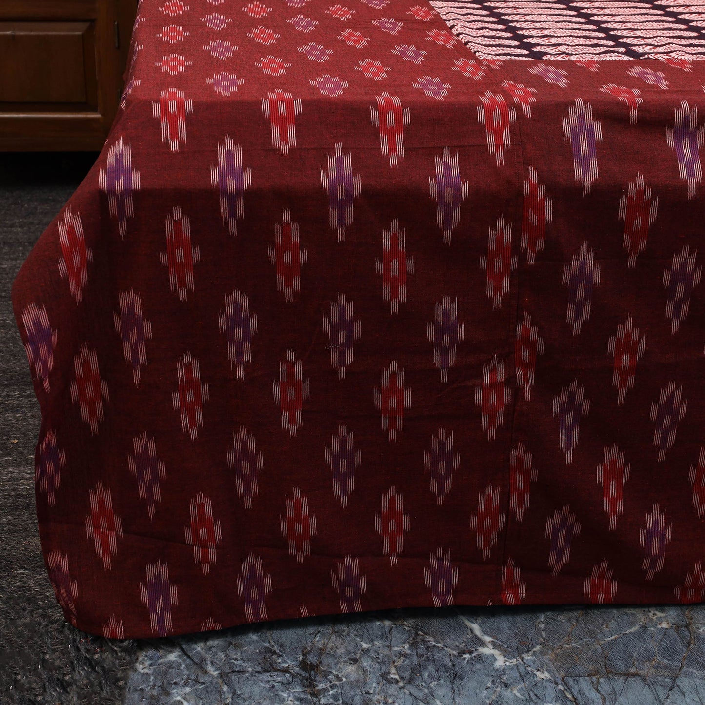 Pochampally ikat with bagh patch cotton bedsheet set 10