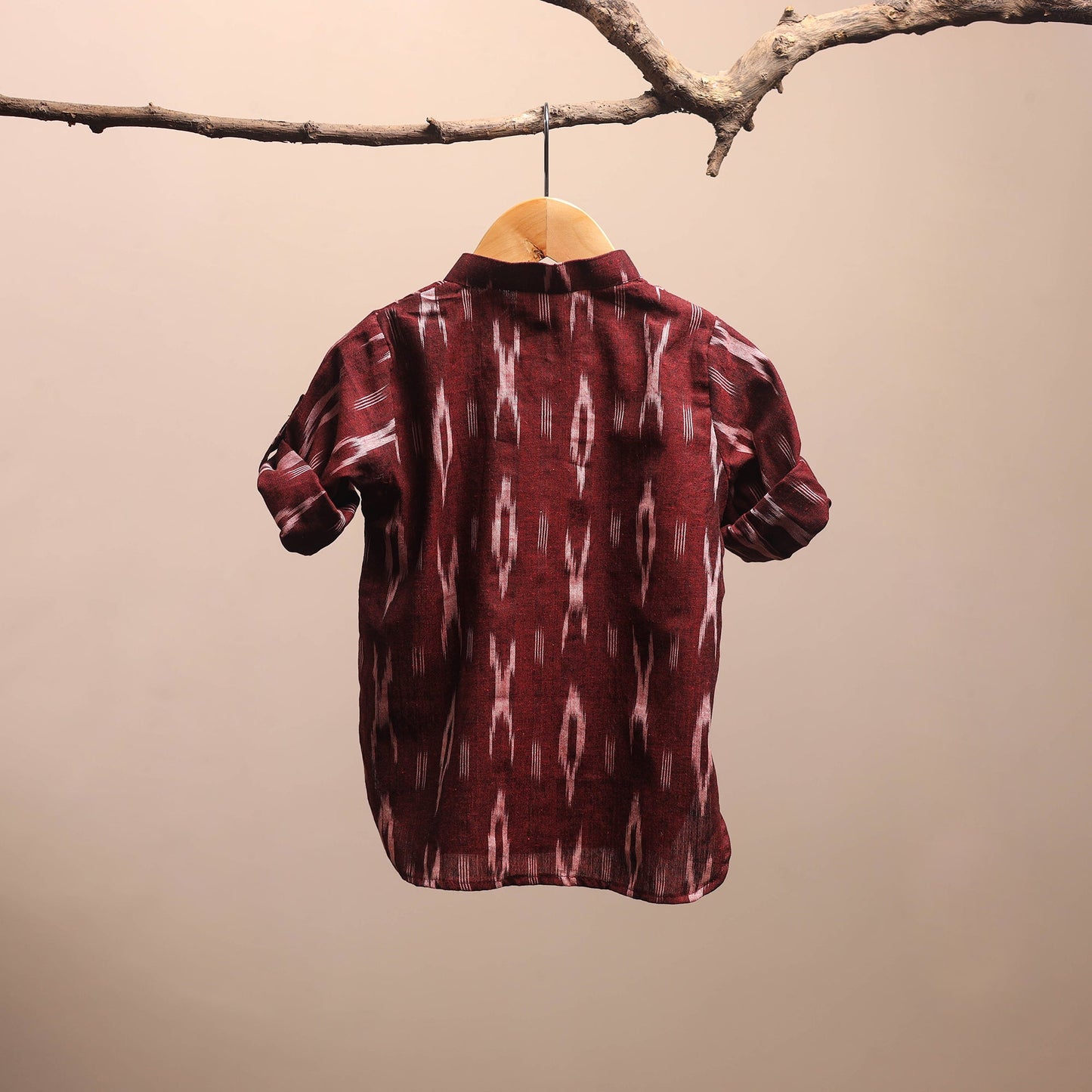 Maroon - pochampally ikat cotton kids kurta (6-12 months)