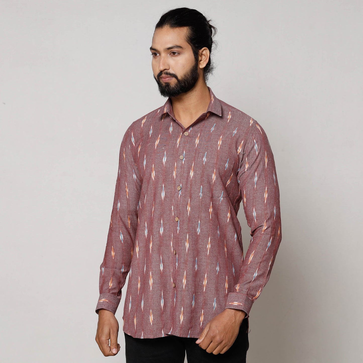 Pochampally Ikat Pure Cotton Men Full Sleeve Shirt