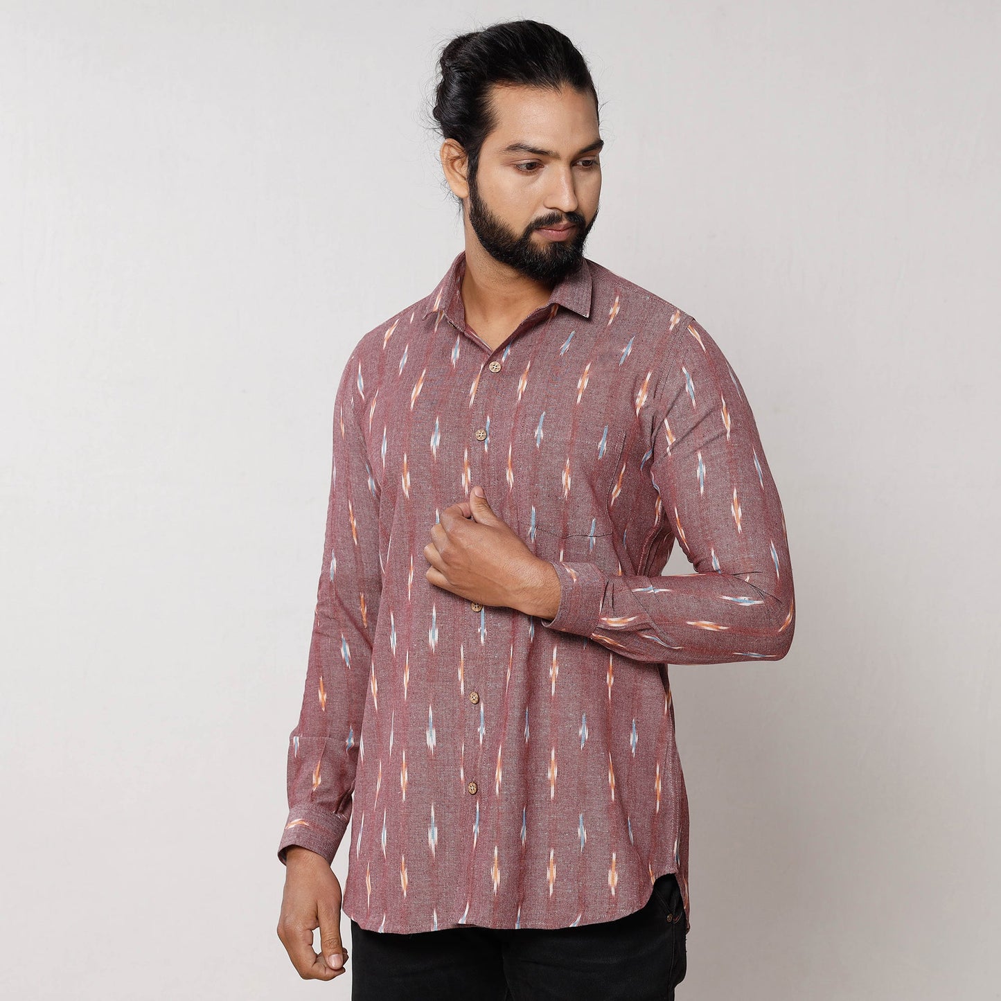 Pochampally Ikat Pure Cotton Men Full Sleeve Shirt