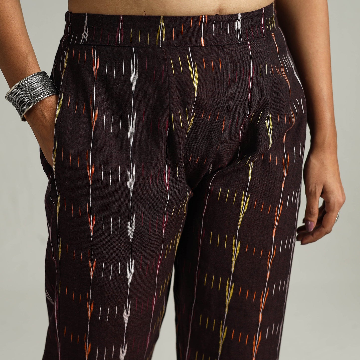 Buy Pochampally Ikat Weave Cotton Elasticated Pant 08 Online at iTokri.com
