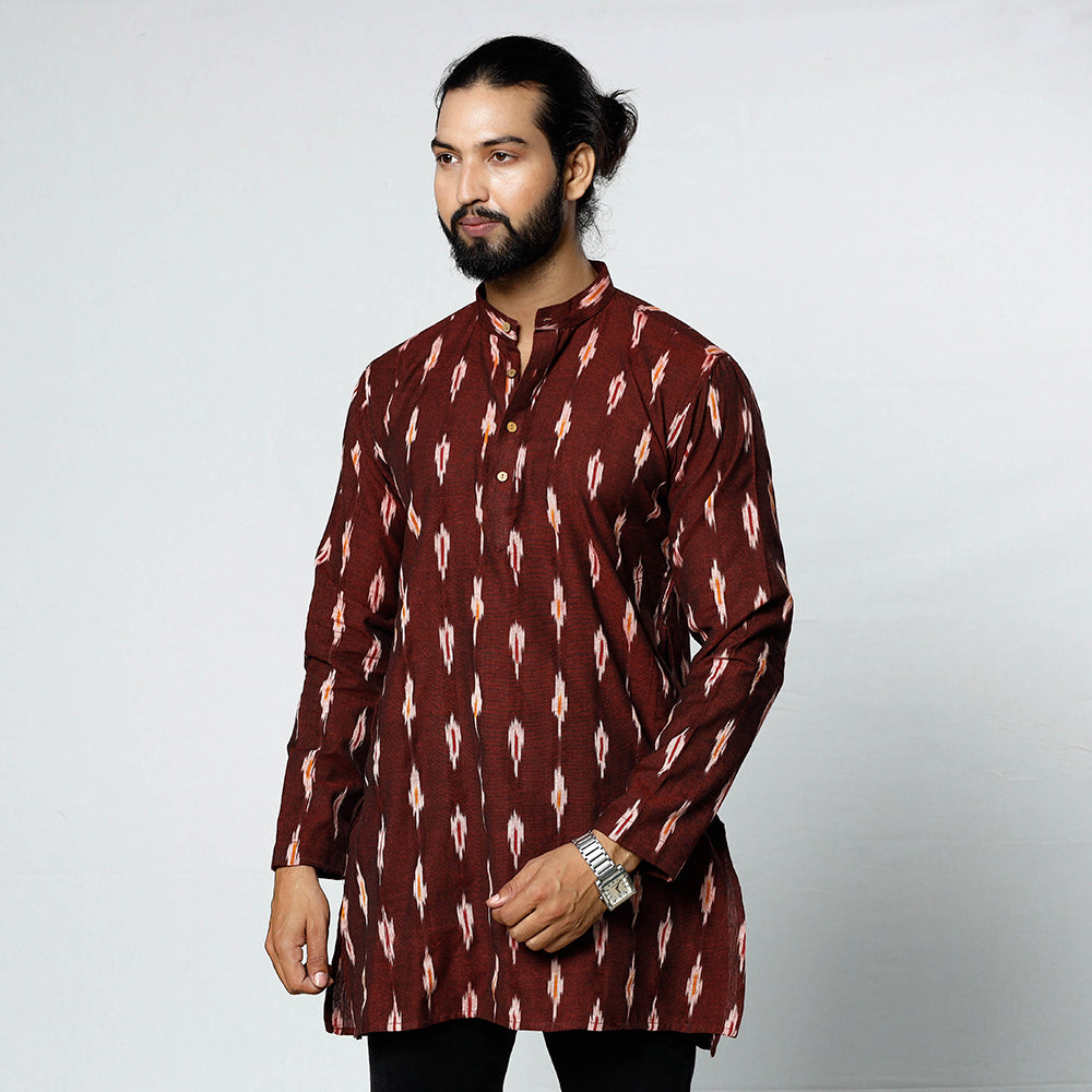 Pochampally Ikat Weave Cotton Men Short Kurta