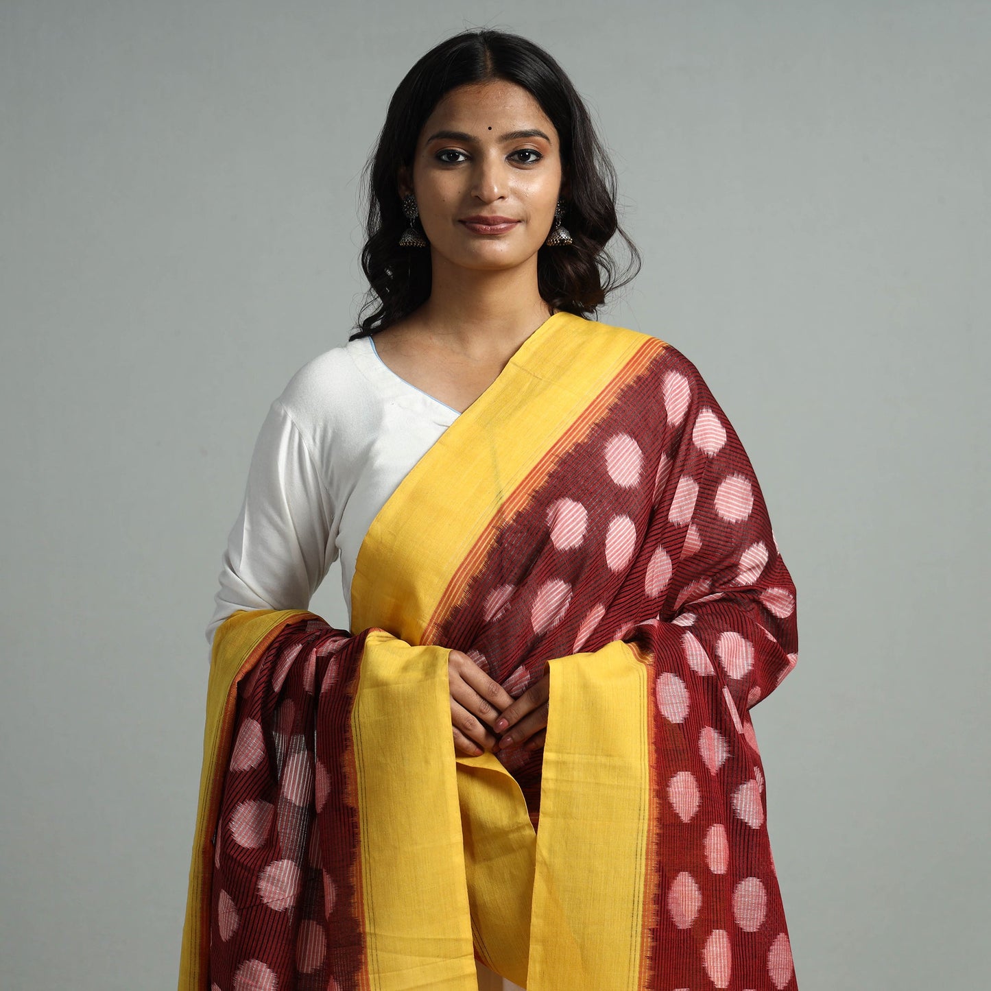 Buy Pochampally Missing Ikat Weave Cotton Handloom Dupatta 01 Online at iTokri.com