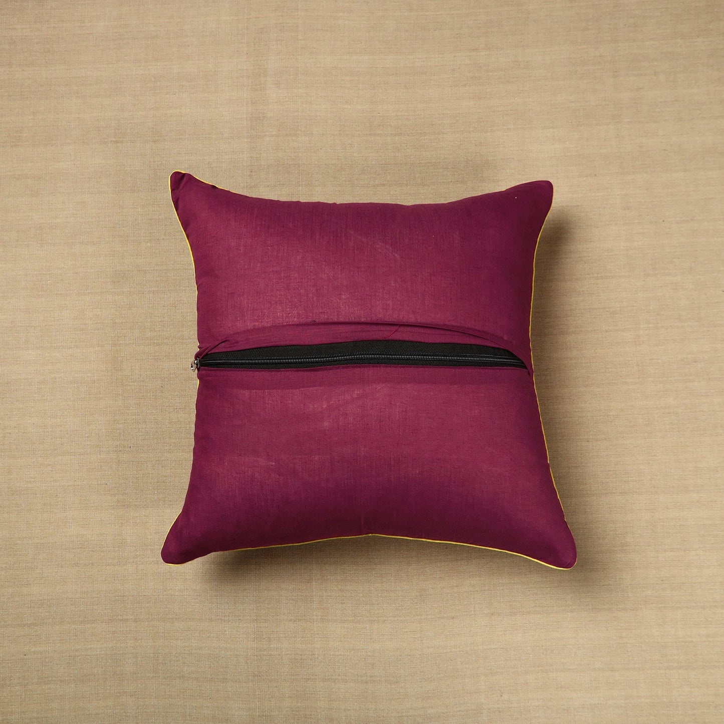 Maroon Cotton Printed Kalamkari Cushion Cover