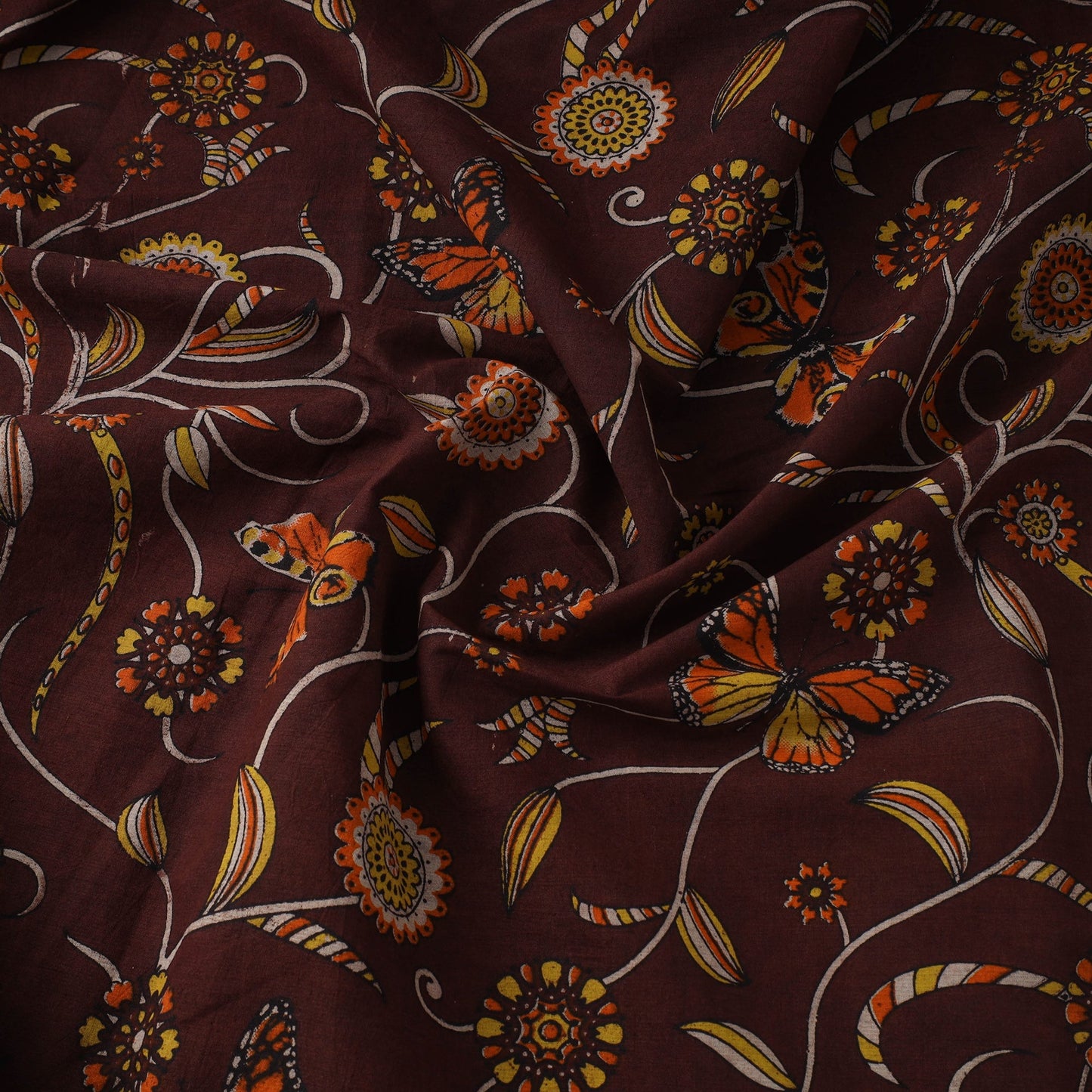 Printed cotton kalamkari fabric 11 - handcrafted