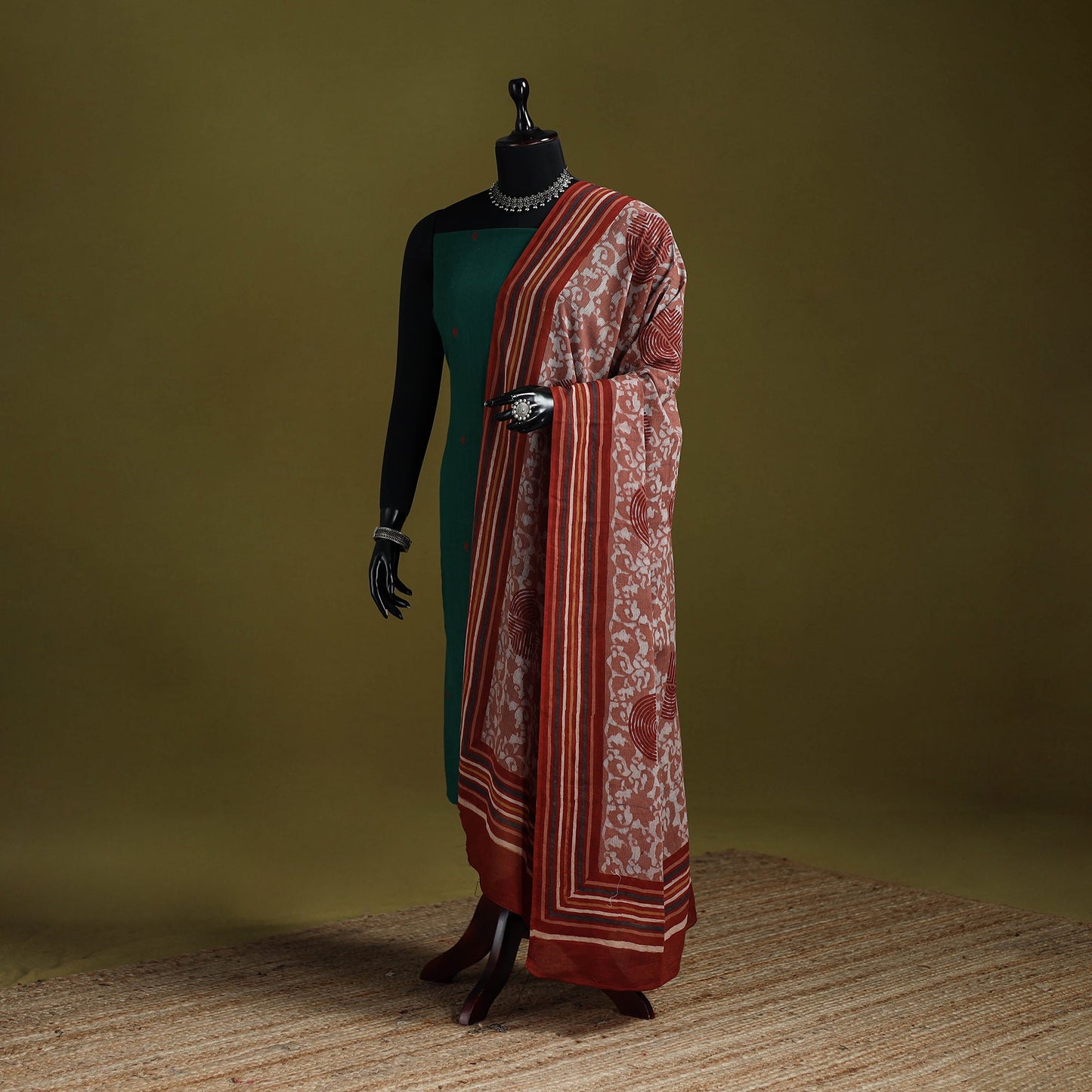 Maroon - pure mul cotton hand natural dyed dabu bagru