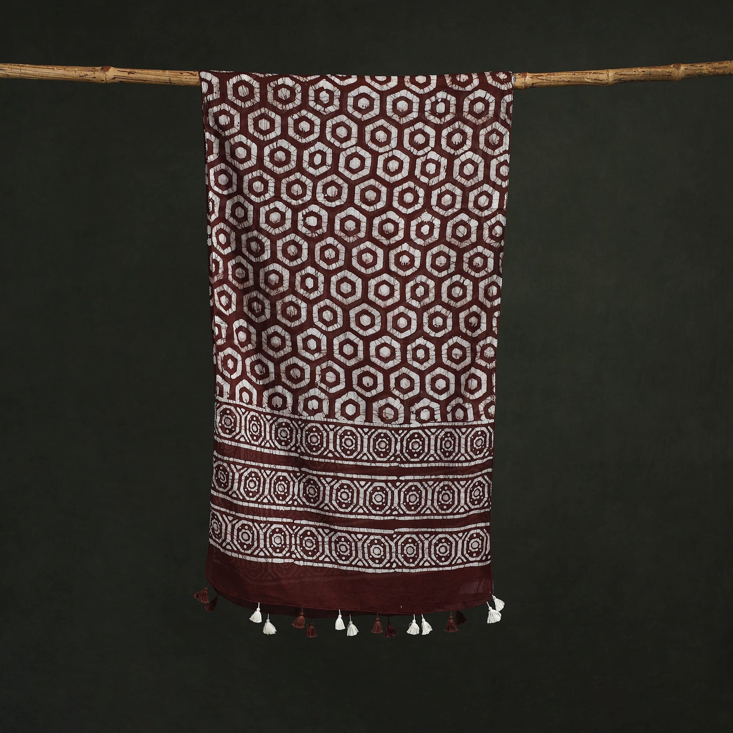 Pure mul cotton kutch hand block batik print stole