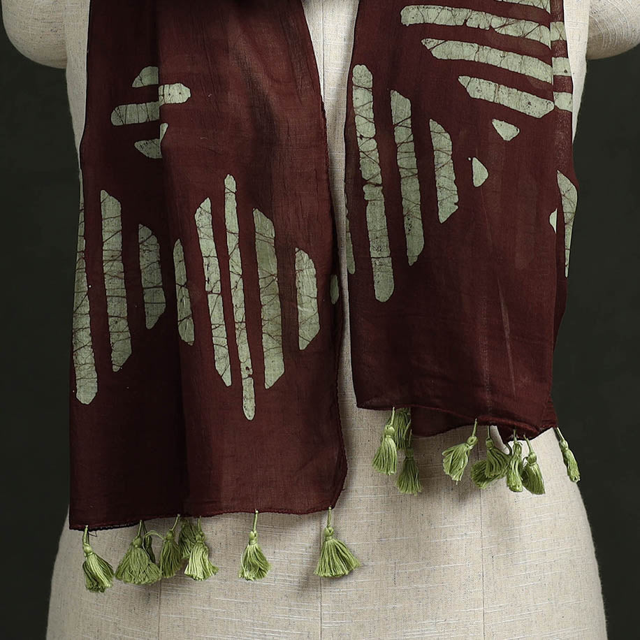 Pure mul cotton kutch hand block batik print stole