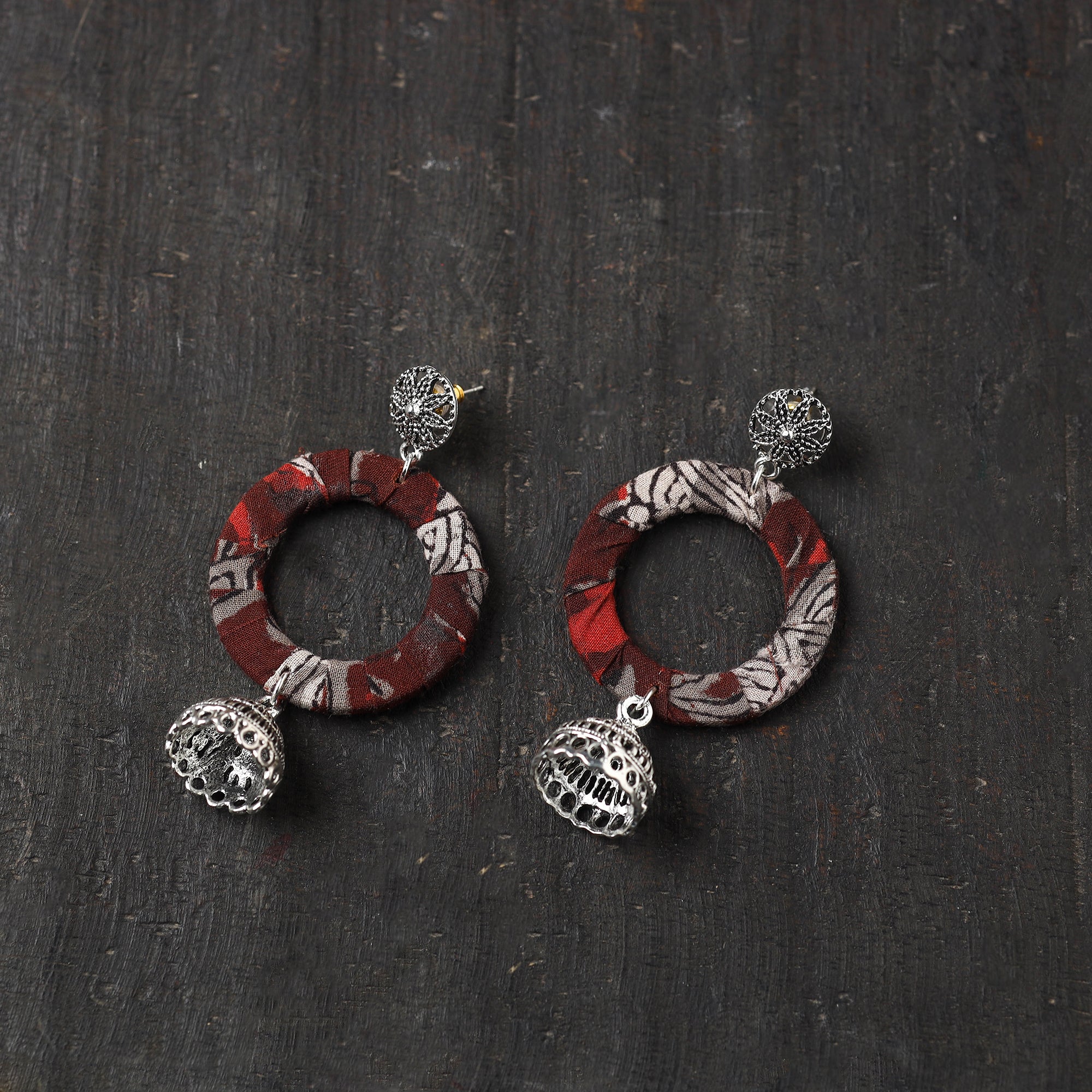 Brown - Ruhi Handcrafted GS & Shell Work Fabart Earrings main image 0