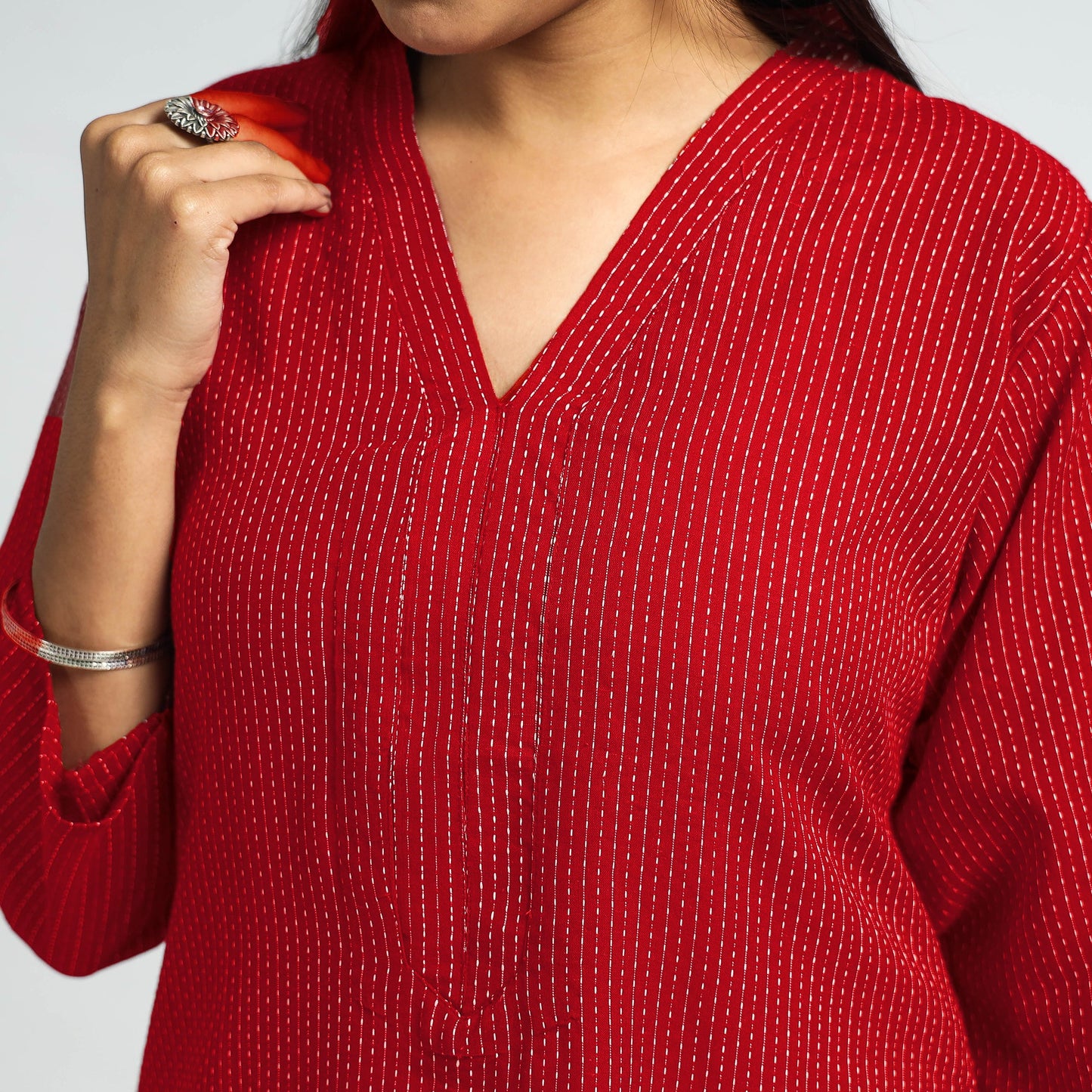 Buy Running Stitch Cotton Long Kurta Online at iTokri.com