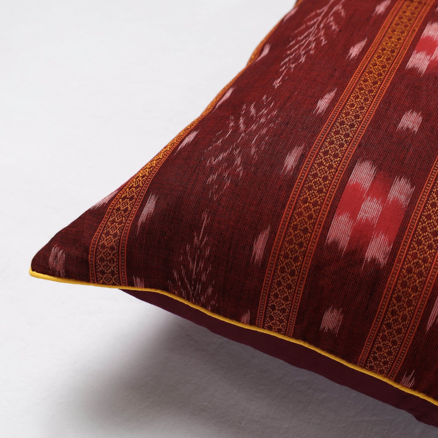 Buy Maroon Sambalpuri Ikat Cotton Cushion Cover