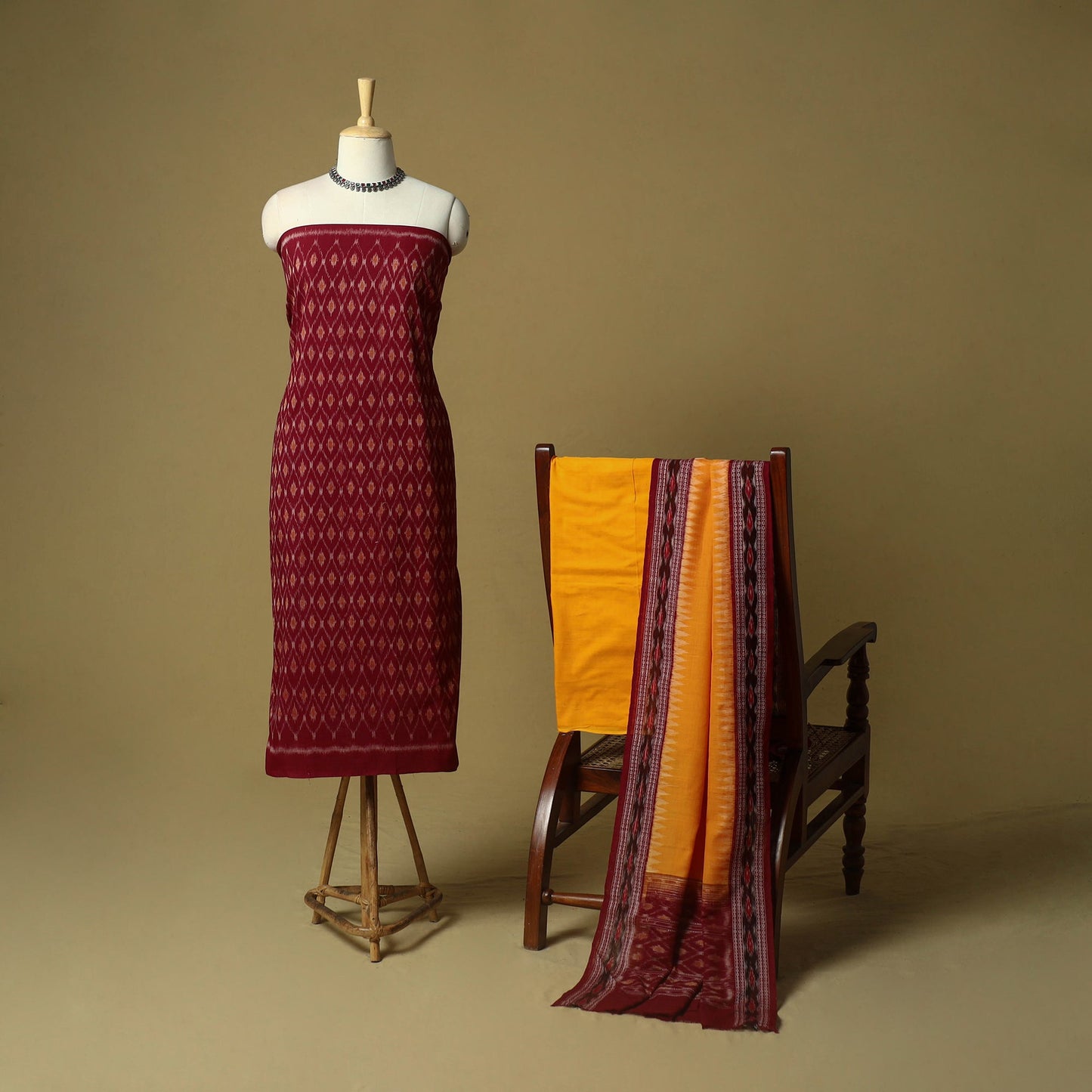 Sambalpuri ikat handloom cotton 3pc unstitched dress