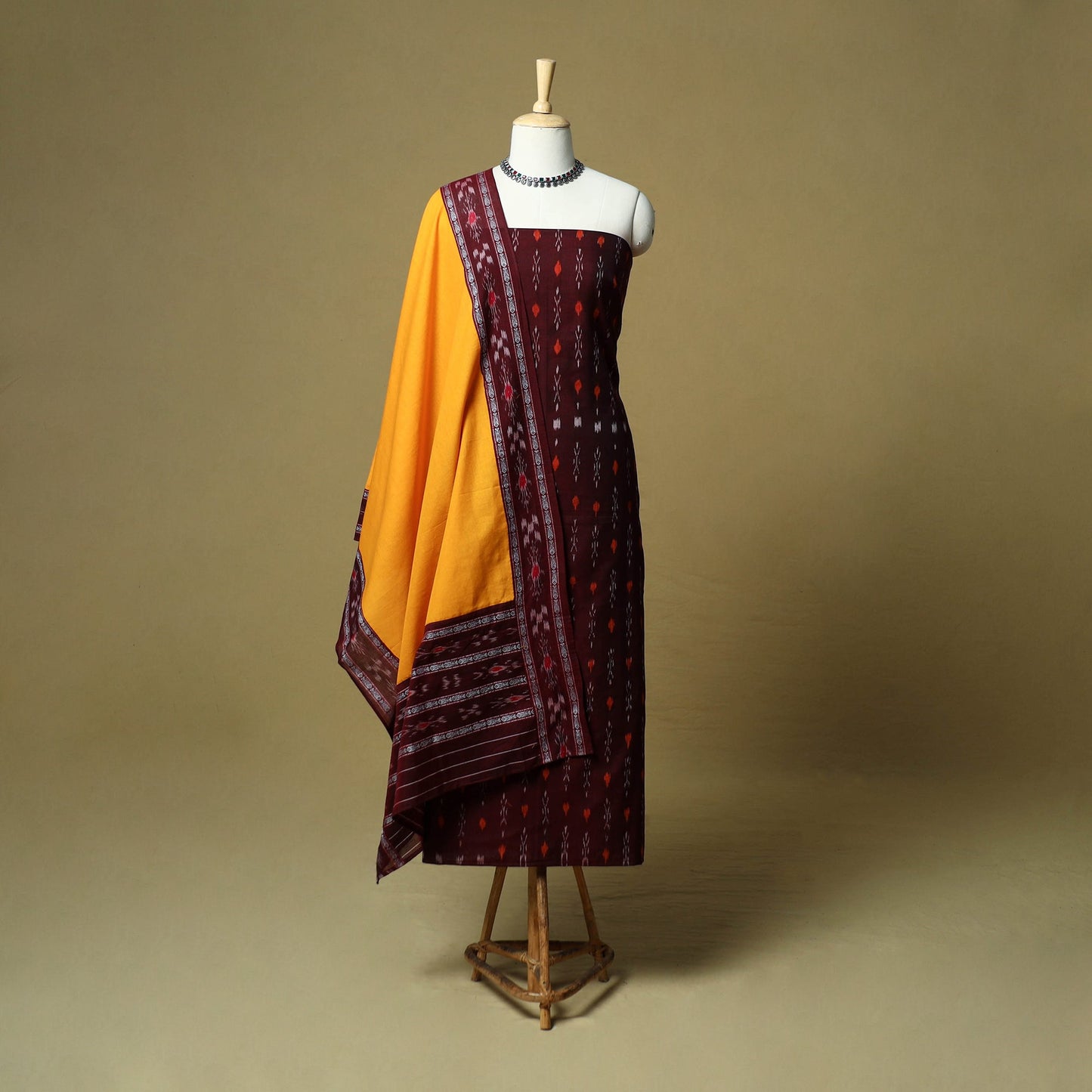 Sambalpuri ikat handloom cotton 3pc unstitched dress