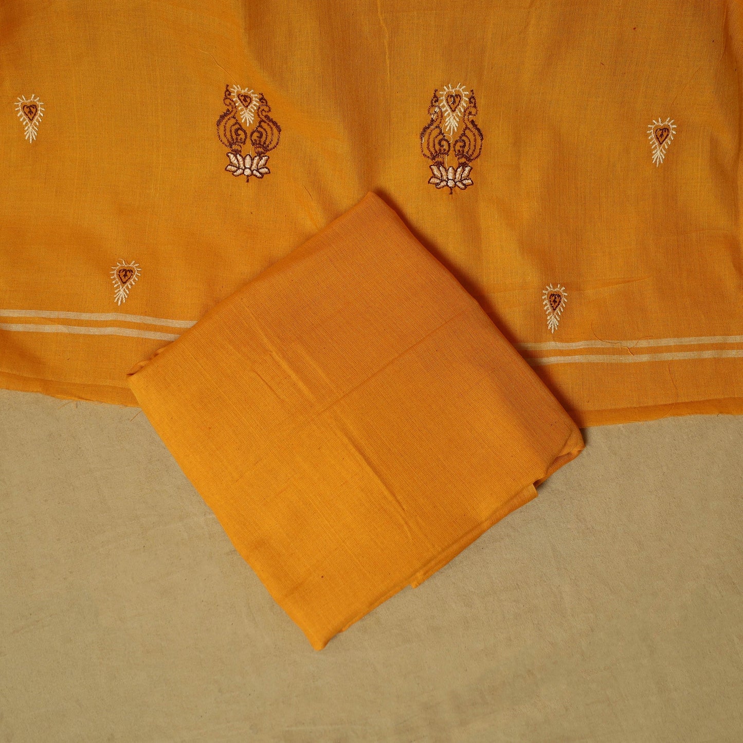 Sambalpuri ikat handloom embroidered cotton 3pc unstitched