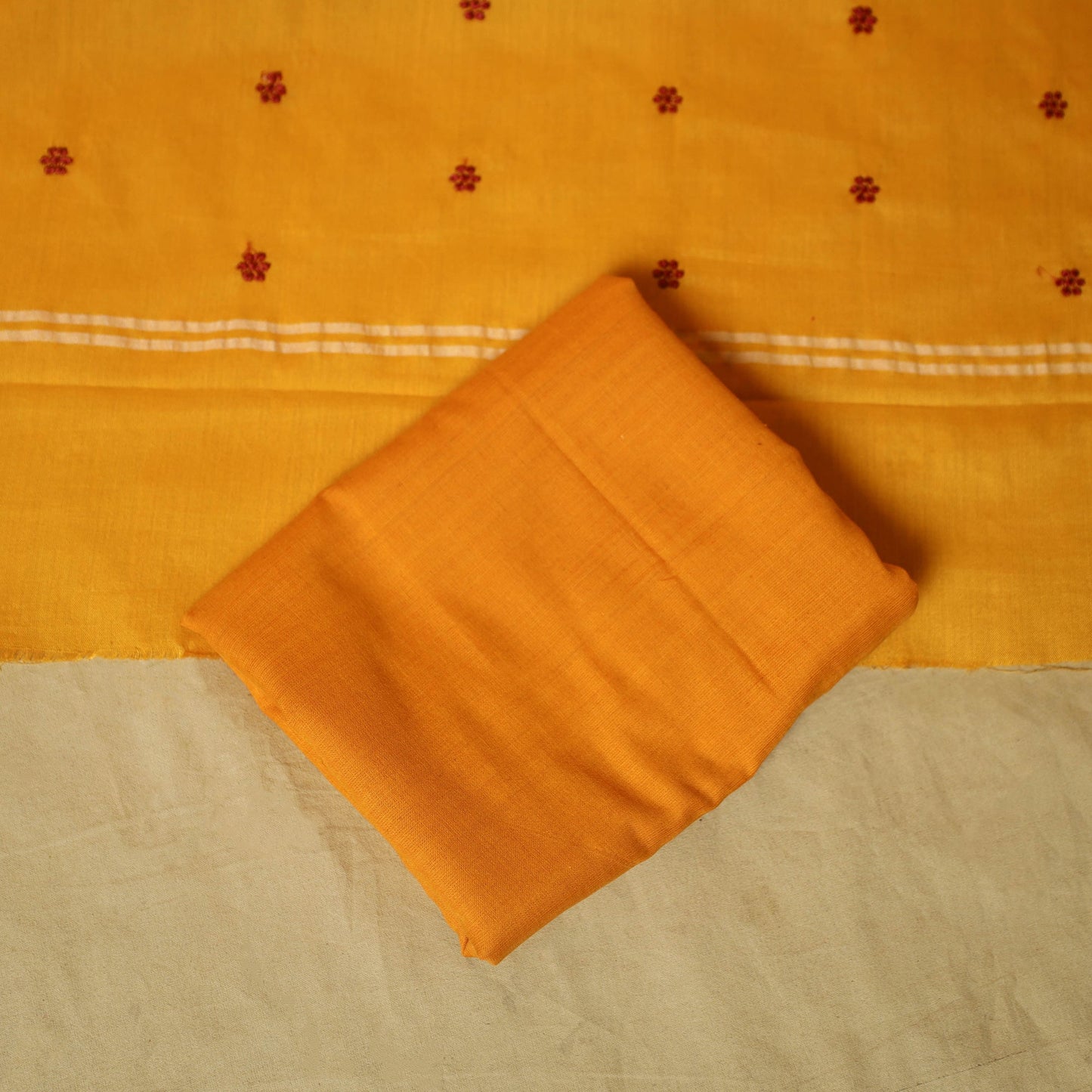 Sambalpuri ikat handloom embroidered cotton 3pc unstitched