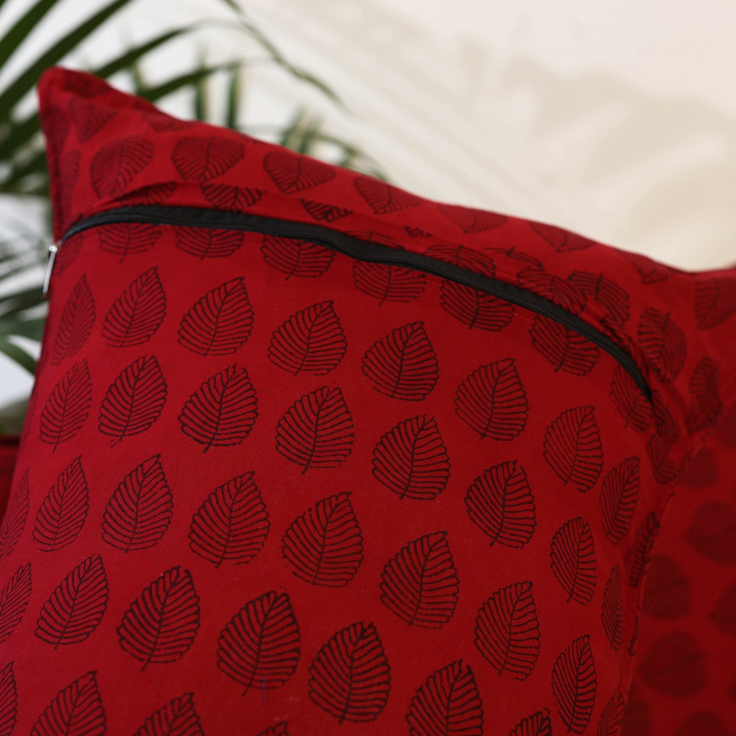 Buy Set of 2 Maroon Bagh Block Print Cotton Pillow Covers