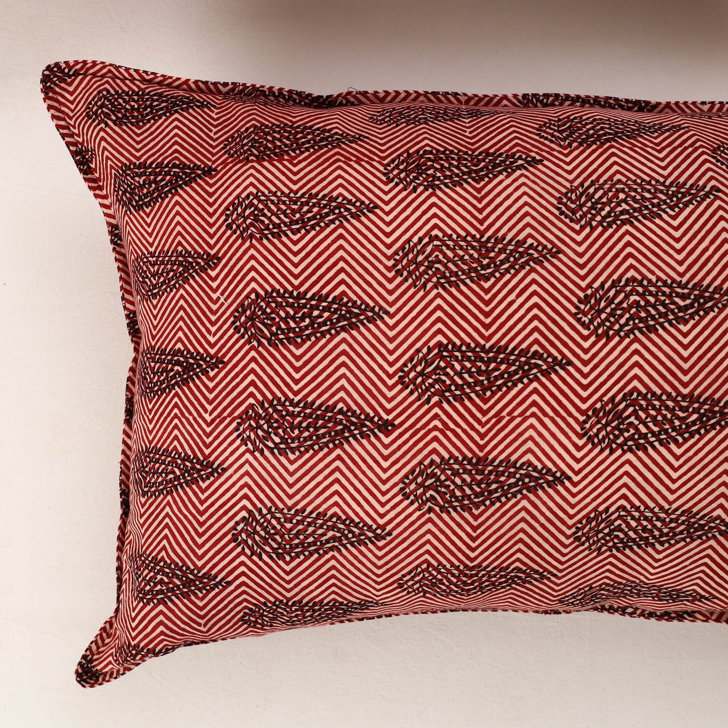 Set of 2 Maroon Bagh Block Print Cotton Pillow Covers