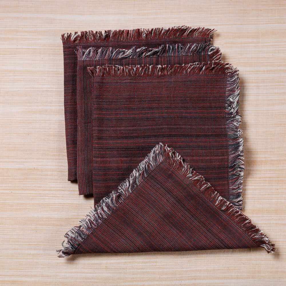 Maroon Handspun Handwoven Double Side Pure Cotton Table Napkins