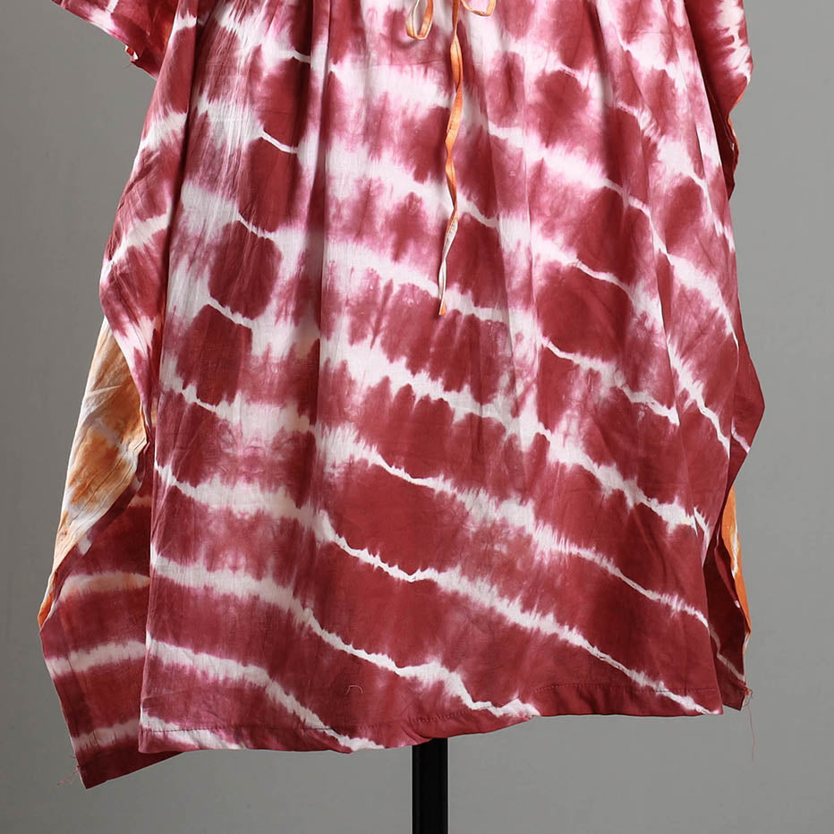Shibori Tie-Dye Cotton Kaftan with Tie-Up Waist (Medium)